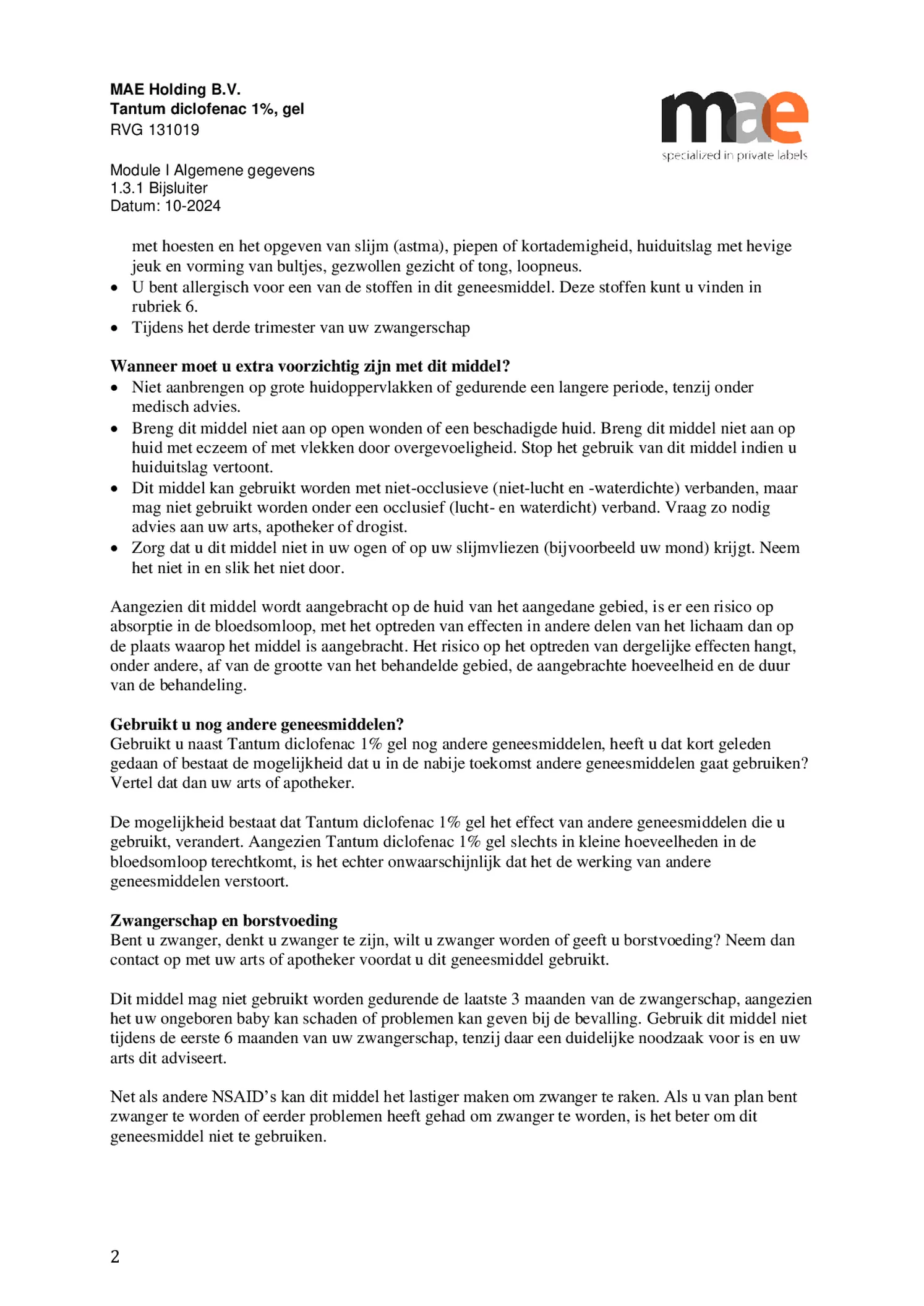 Diclofenac 1% Gel afbeelding van document #2, bijsluiter