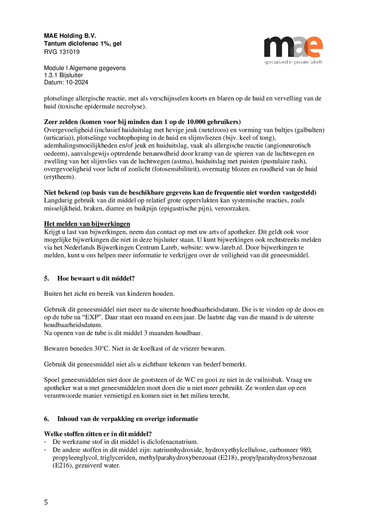 Diclofenac 1% Gel afbeelding van document #5, bijsluiter