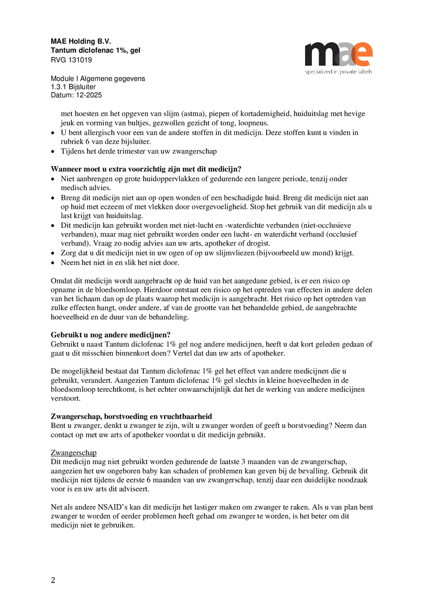 Diclofenac 1% Gel afbeelding van document #2, bijsluiter