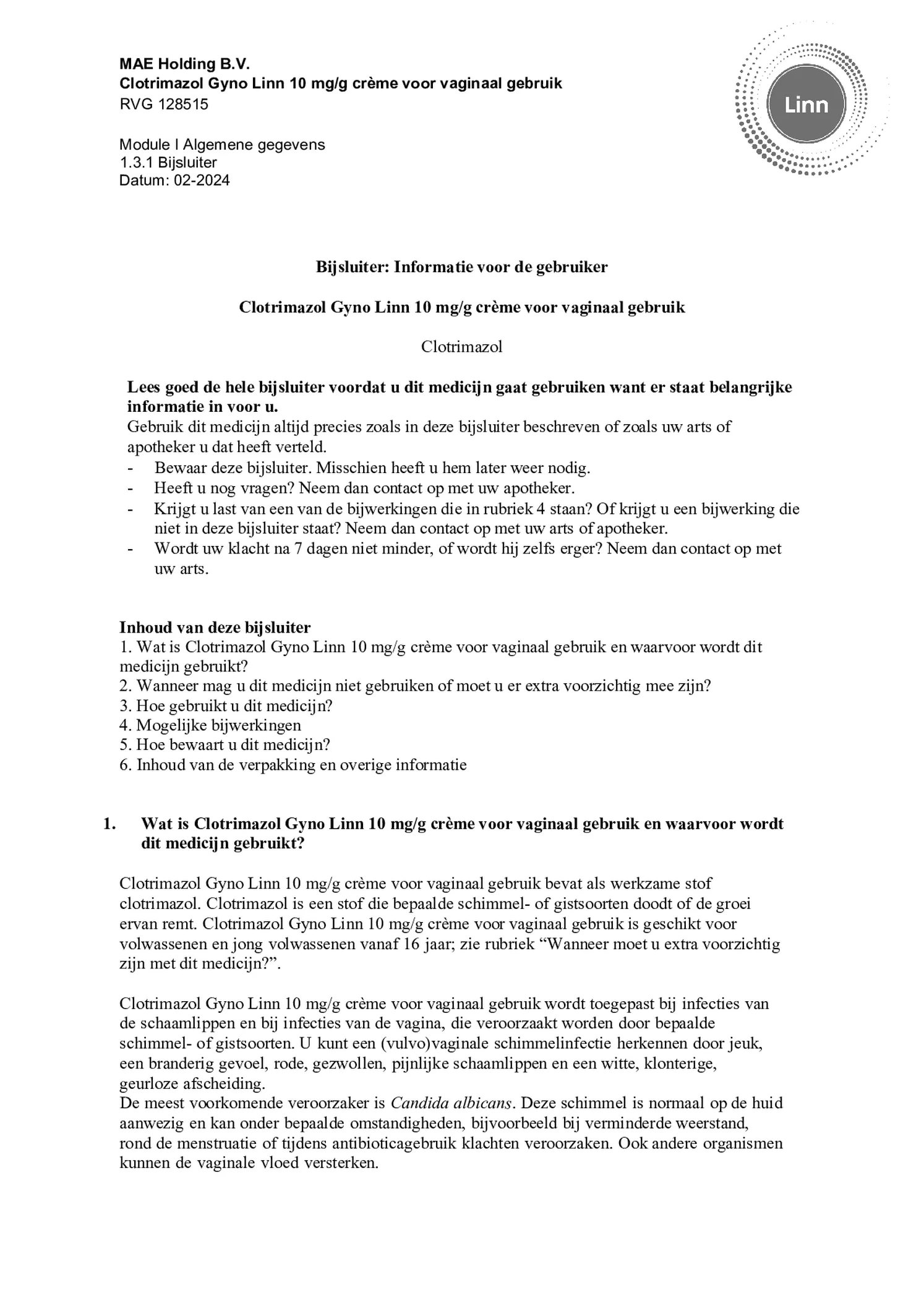 Clotrimazol 10mg/g Vaginale Crème afbeelding van document #1, bijsluiter
