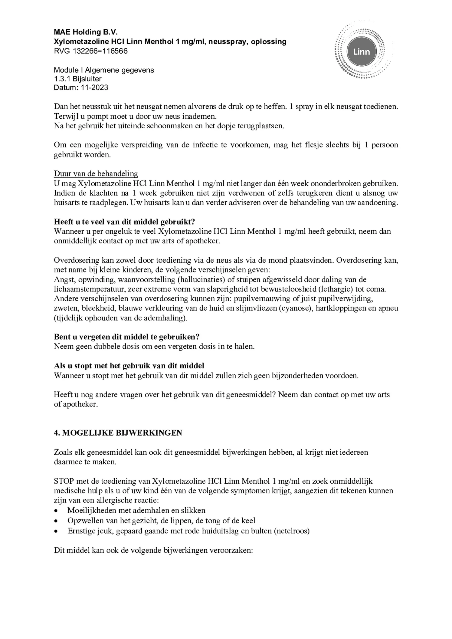 Xylometazoline 1mg/ml Menthol Neusspray afbeelding van document #4, bijsluiter