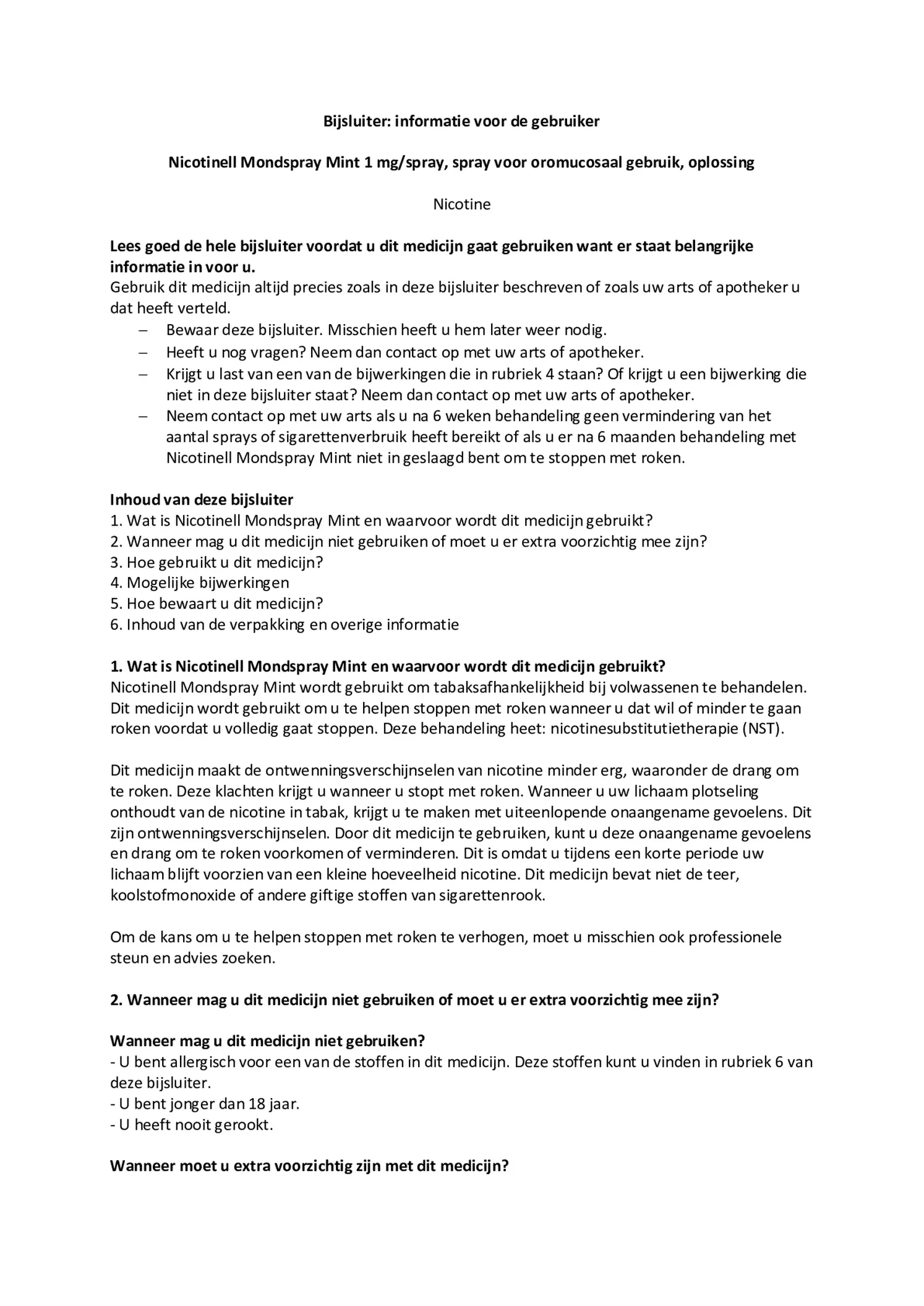 Mondspray Mint 1mg afbeelding van document #1, bijsluiter