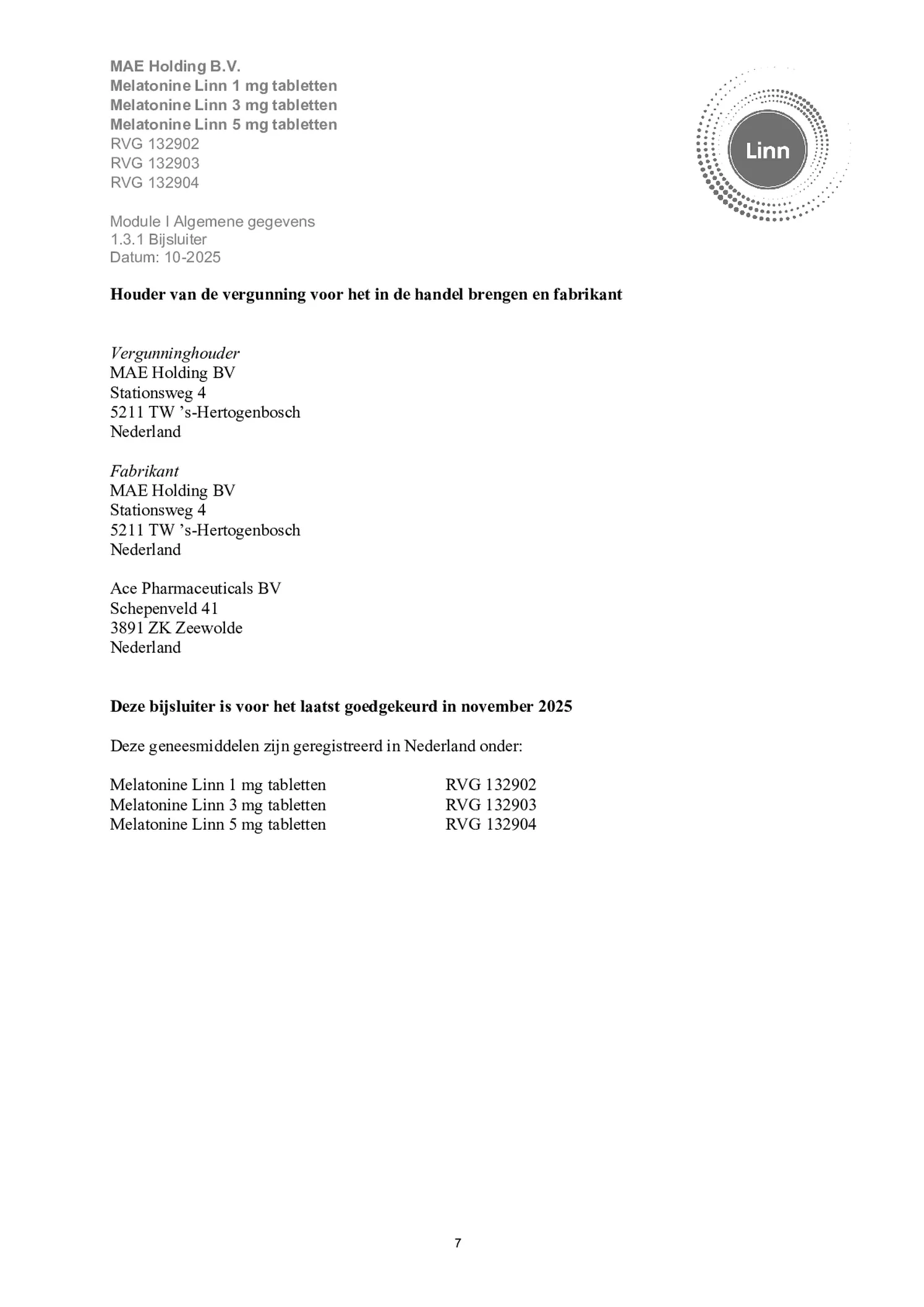 Melatonine 5mg Tabletten afbeelding van document #7, bijsluiter