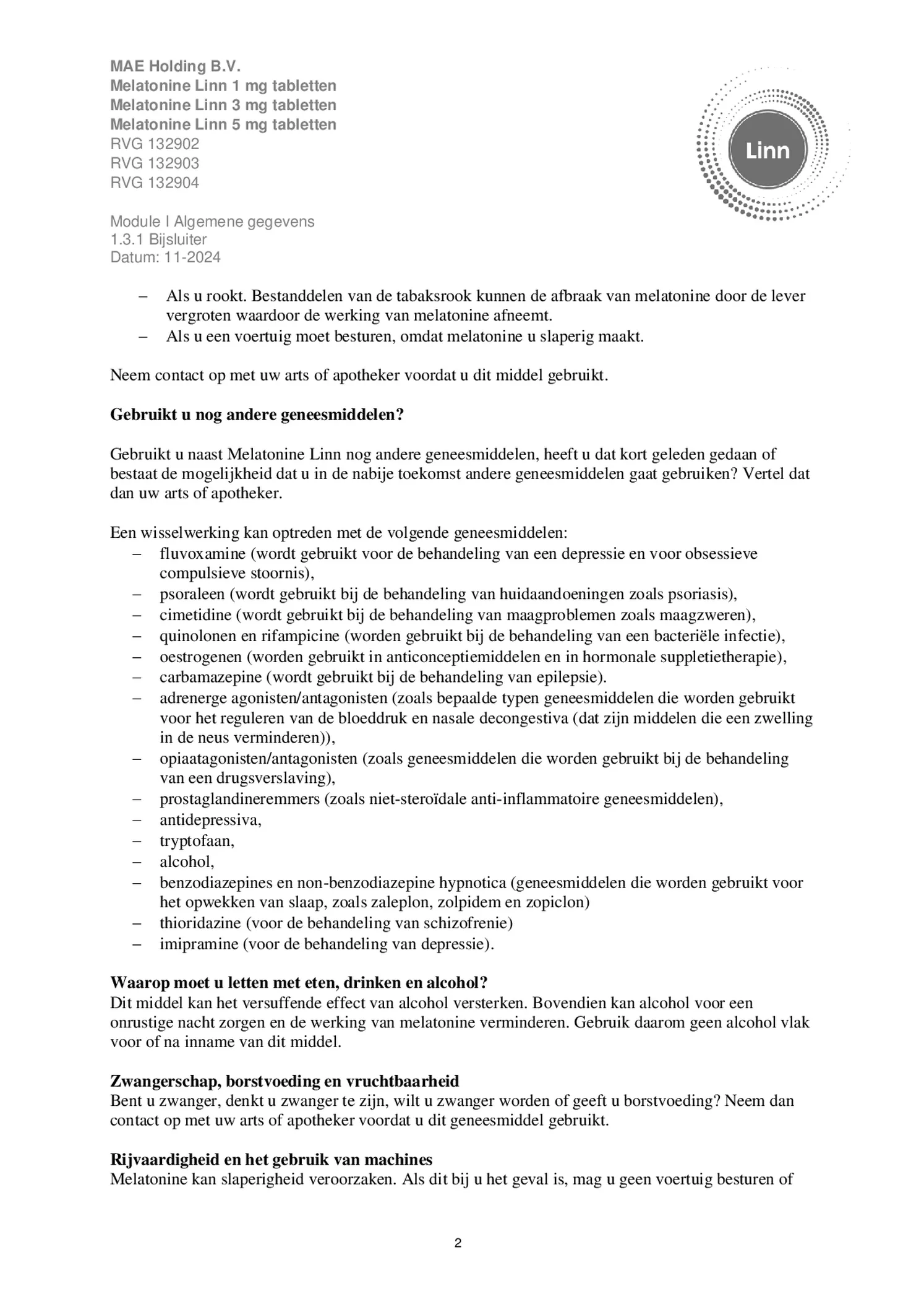 Melatonine 3mg Tabletten afbeelding van document #2, bijsluiter