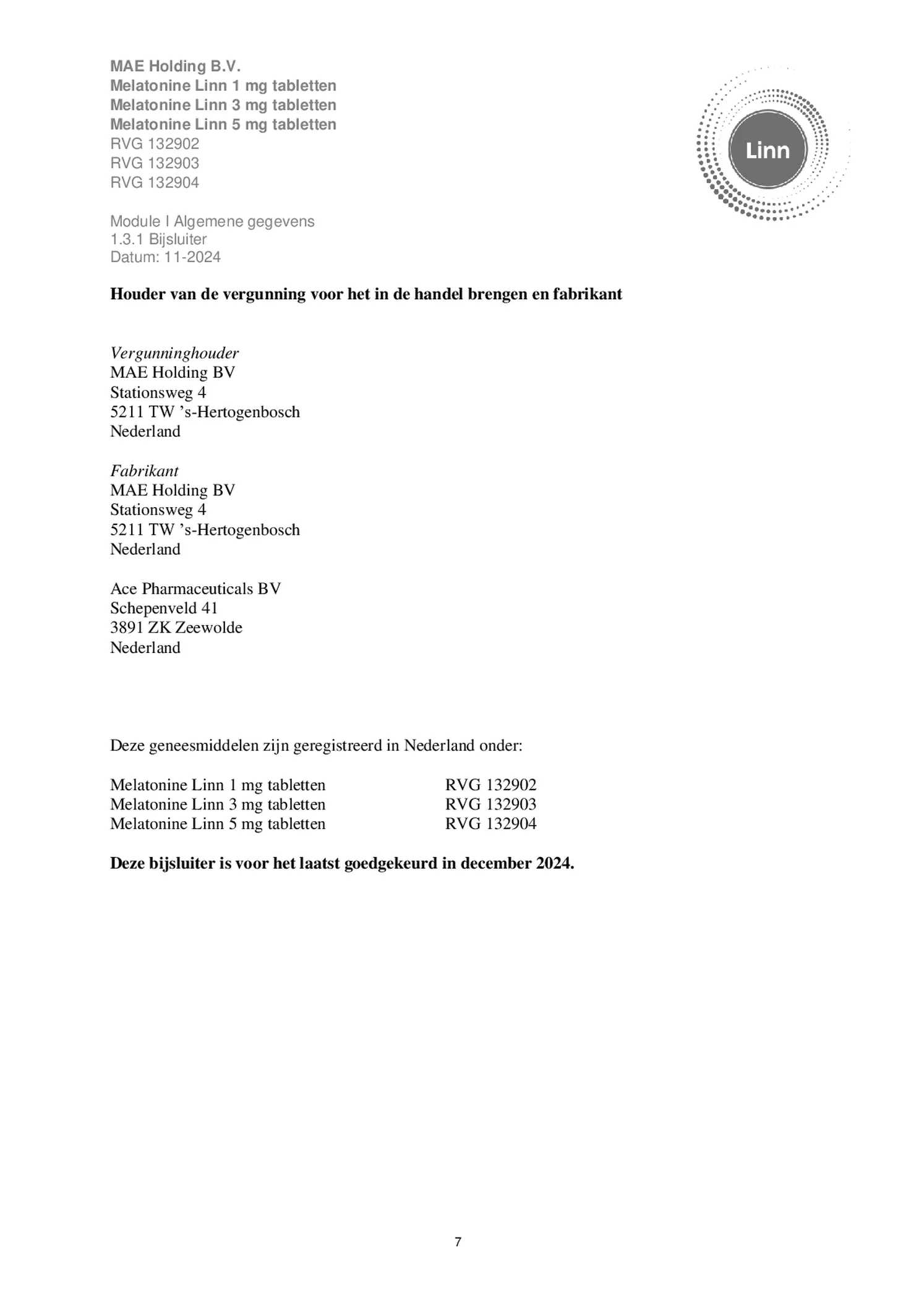 Melatonine 3mg Tabletten afbeelding van document #7, bijsluiter