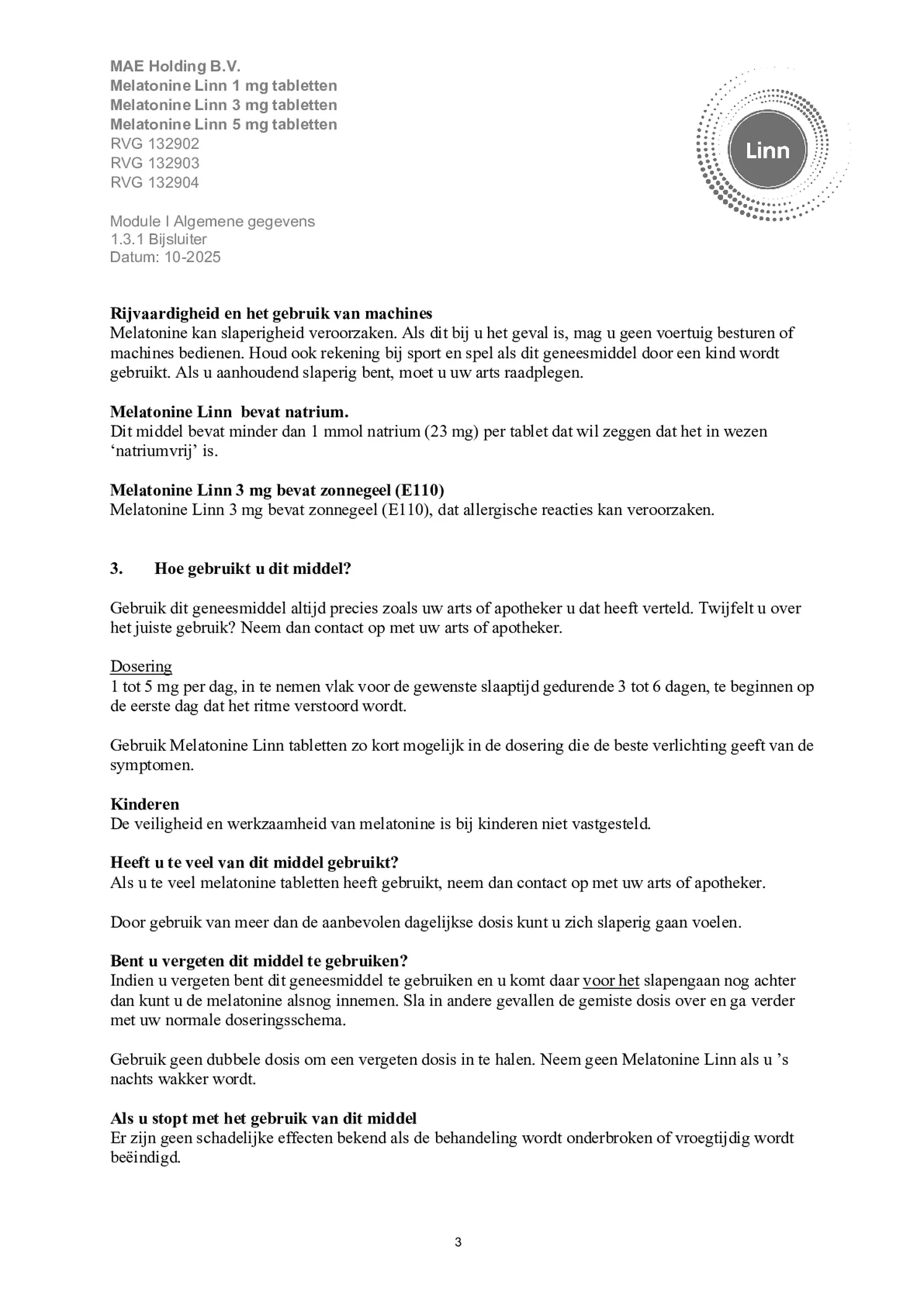 Melatonine 3mg Tabletten afbeelding van document #3, bijsluiter