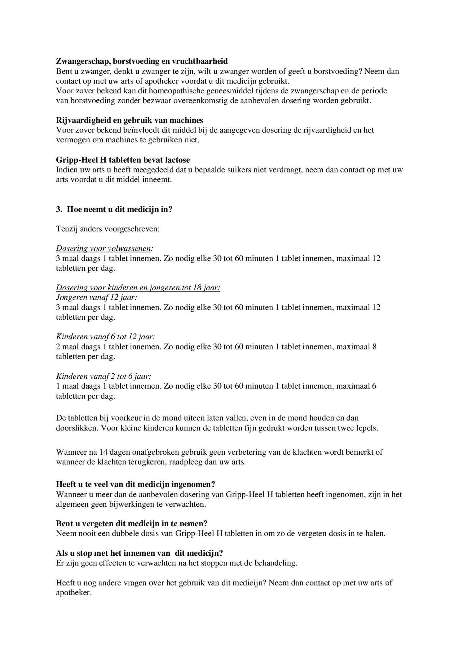 Gripp-Heel H Tabletten afbeelding van document #2, bijsluiter