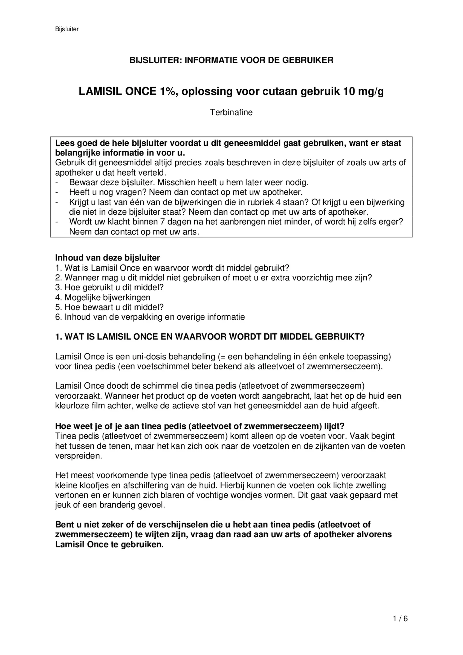 Once 1% Voetschimmelbehandeling afbeelding van document #1, bijsluiter