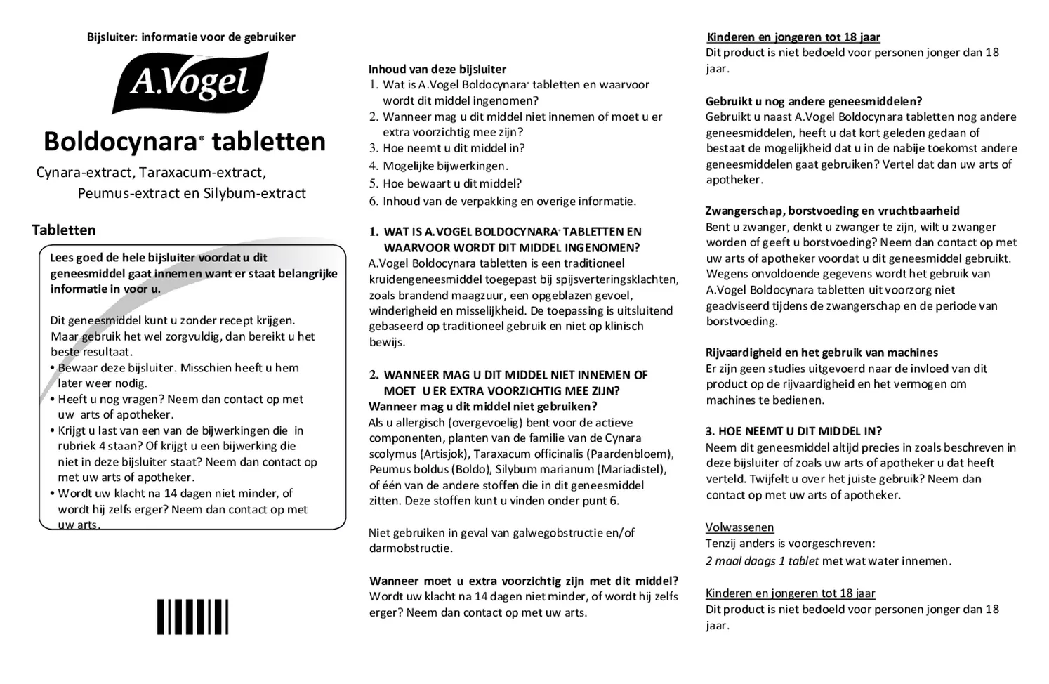 Boldocynara afbeelding van document #1, bijsluiter