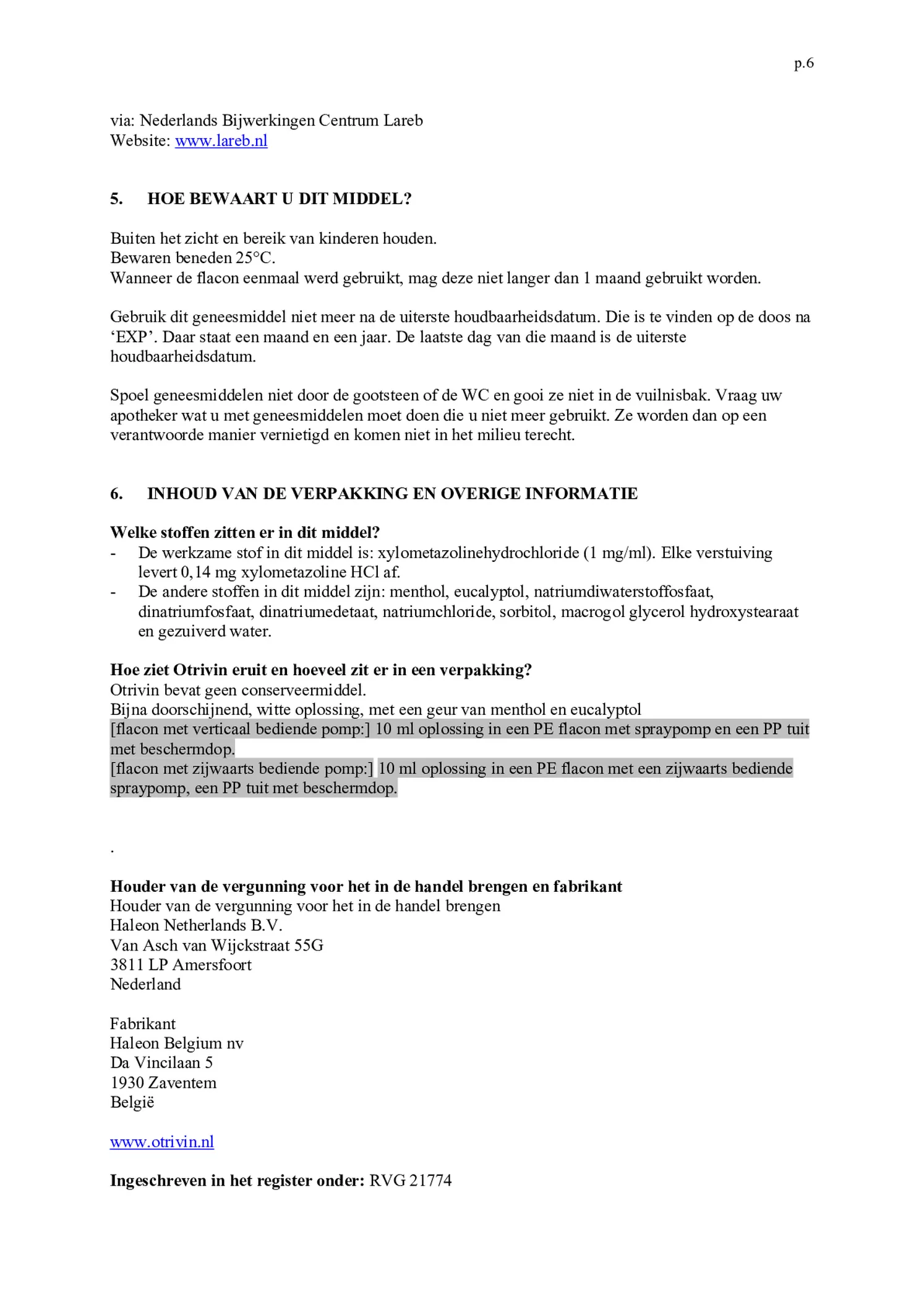 Menthol Xylometazoline HCI 1 mg/ml Neusspray afbeelding van document #6, bijsluiter