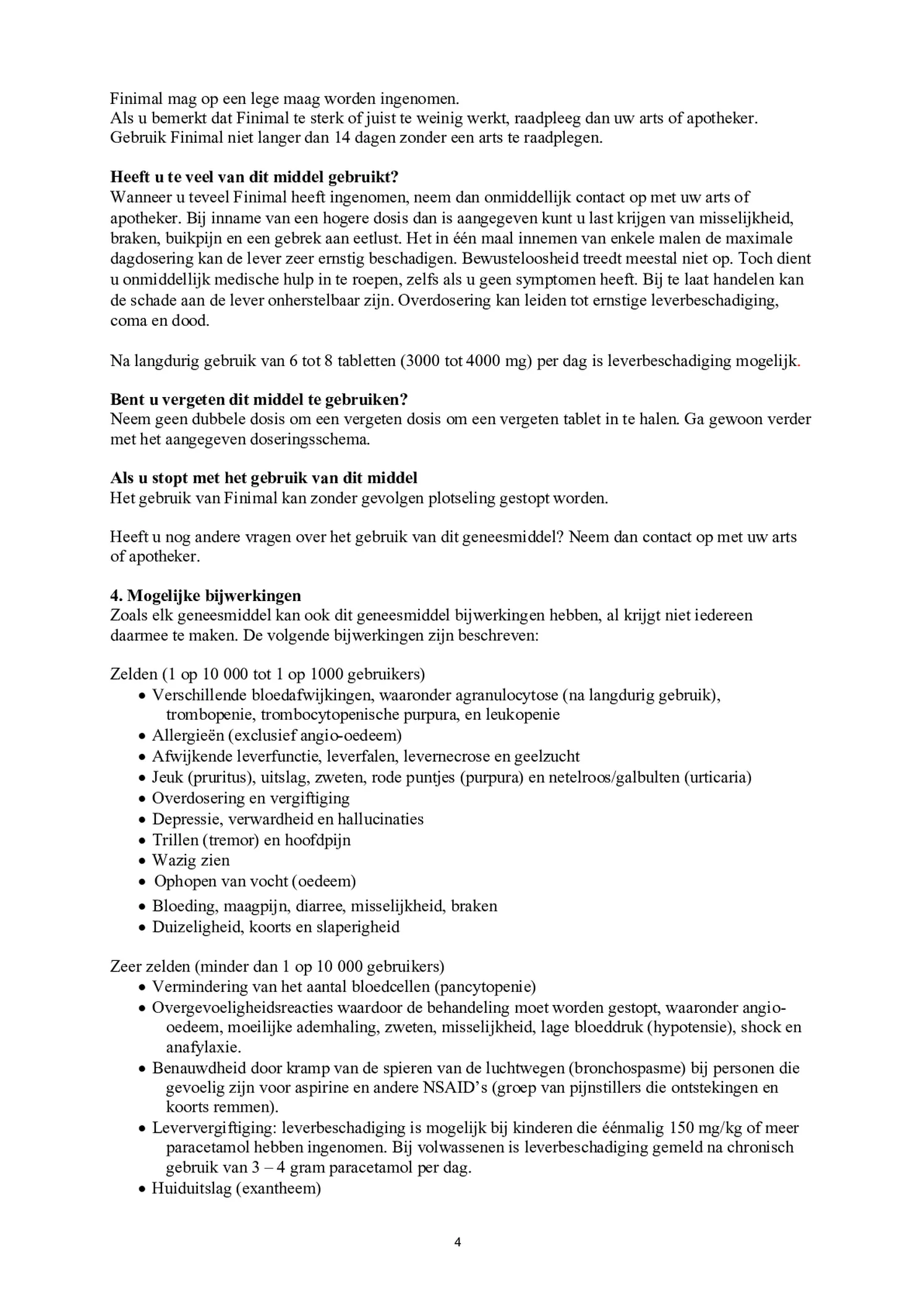 Paracetamol 500mg/Coffeine 50mg afbeelding van document #4, bijsluiter
