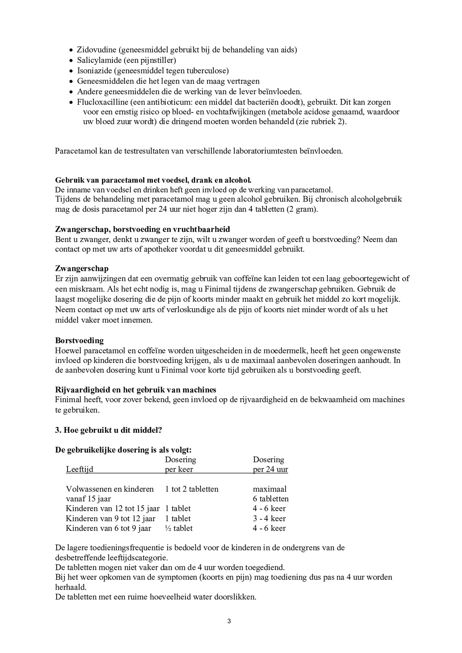 Paracetamol 500mg/Coffeine 50mg afbeelding van document #3, bijsluiter