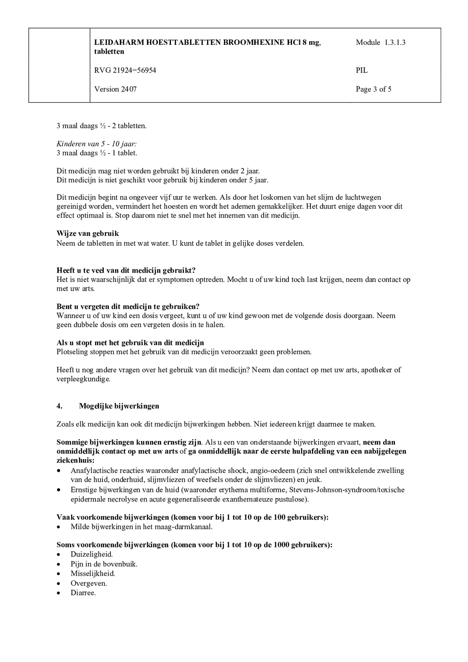 Broomhexine HCI 8 mg Hoesttabletten afbeelding van document #3, bijsluiter