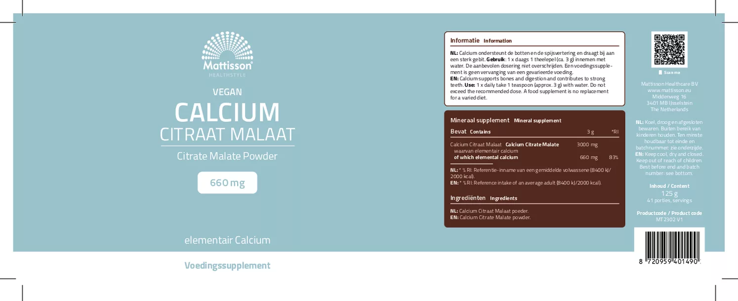 Calcium Citraat Malaat Poeder afbeelding van document #1, etiket