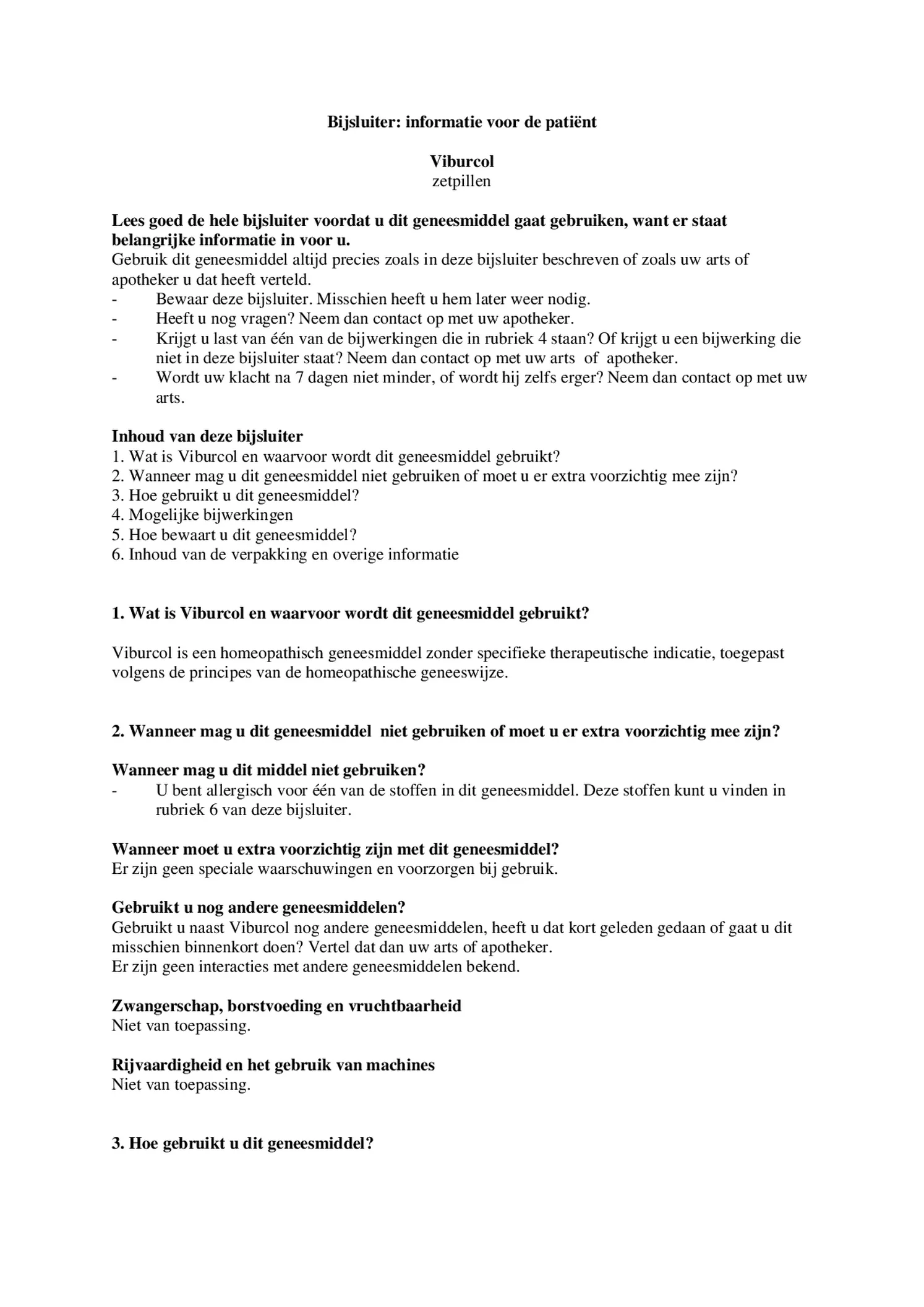 Viburcol Zetpillen afbeelding van document #1, bijsluiter