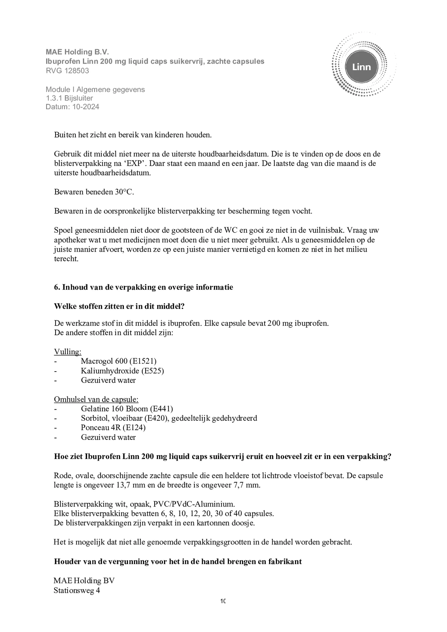 Ibuprofen Liquid Caps 200mg Suikervrij afbeelding van document #10, bijsluiter