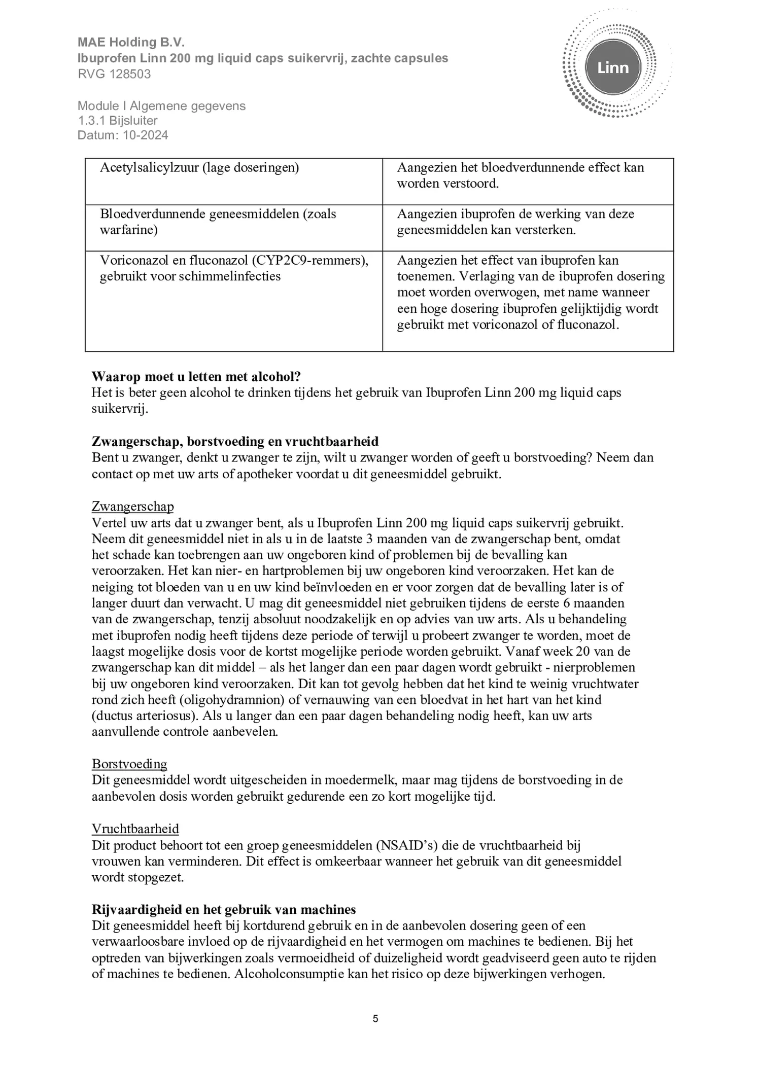 Ibuprofen Liquid Caps 200mg Suikervrij afbeelding van document #5, bijsluiter
