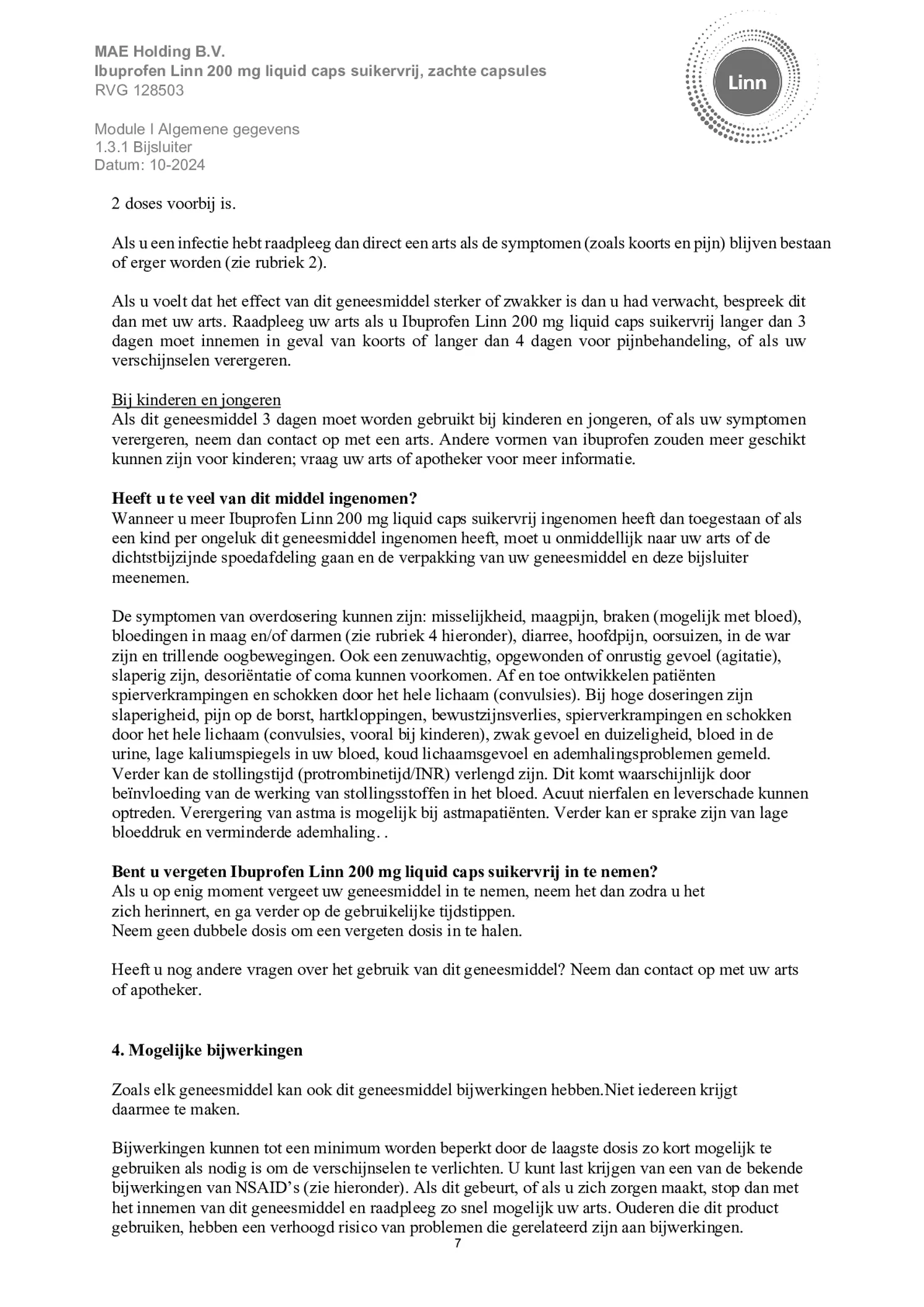 Ibuprofen Liquid Caps 200mg Suikervrij afbeelding van document #7, bijsluiter