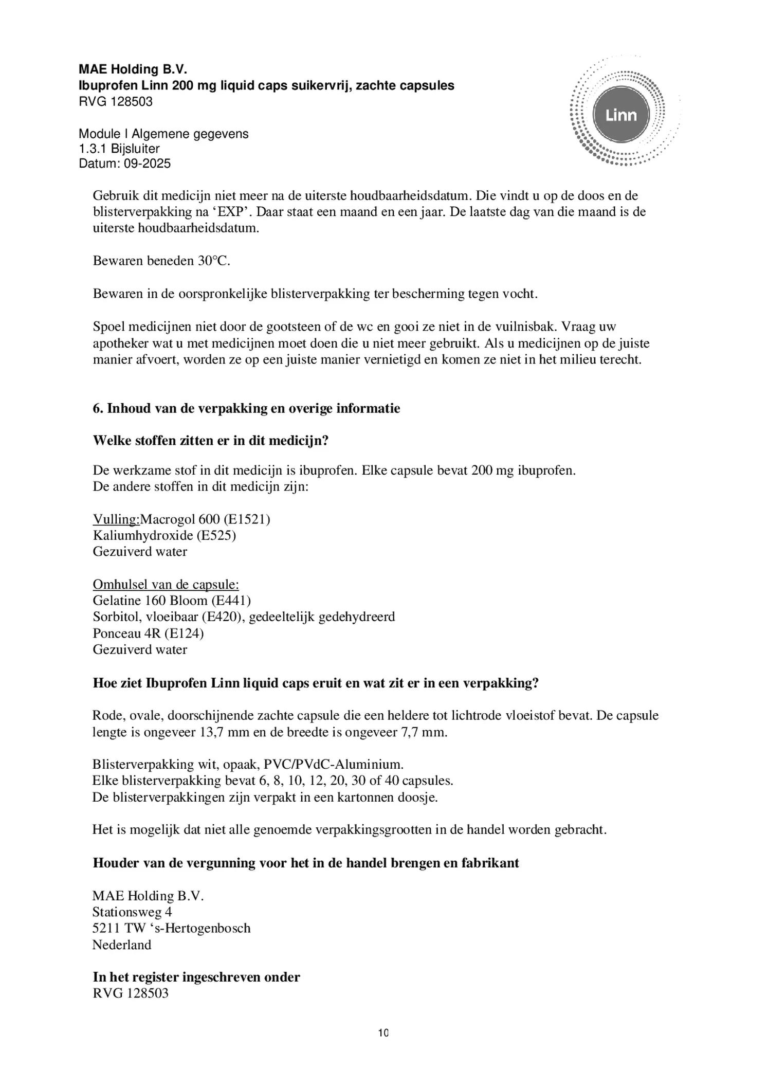 Ibuprofen Liquid Caps 200mg Suikervrij afbeelding van document #10, bijsluiter