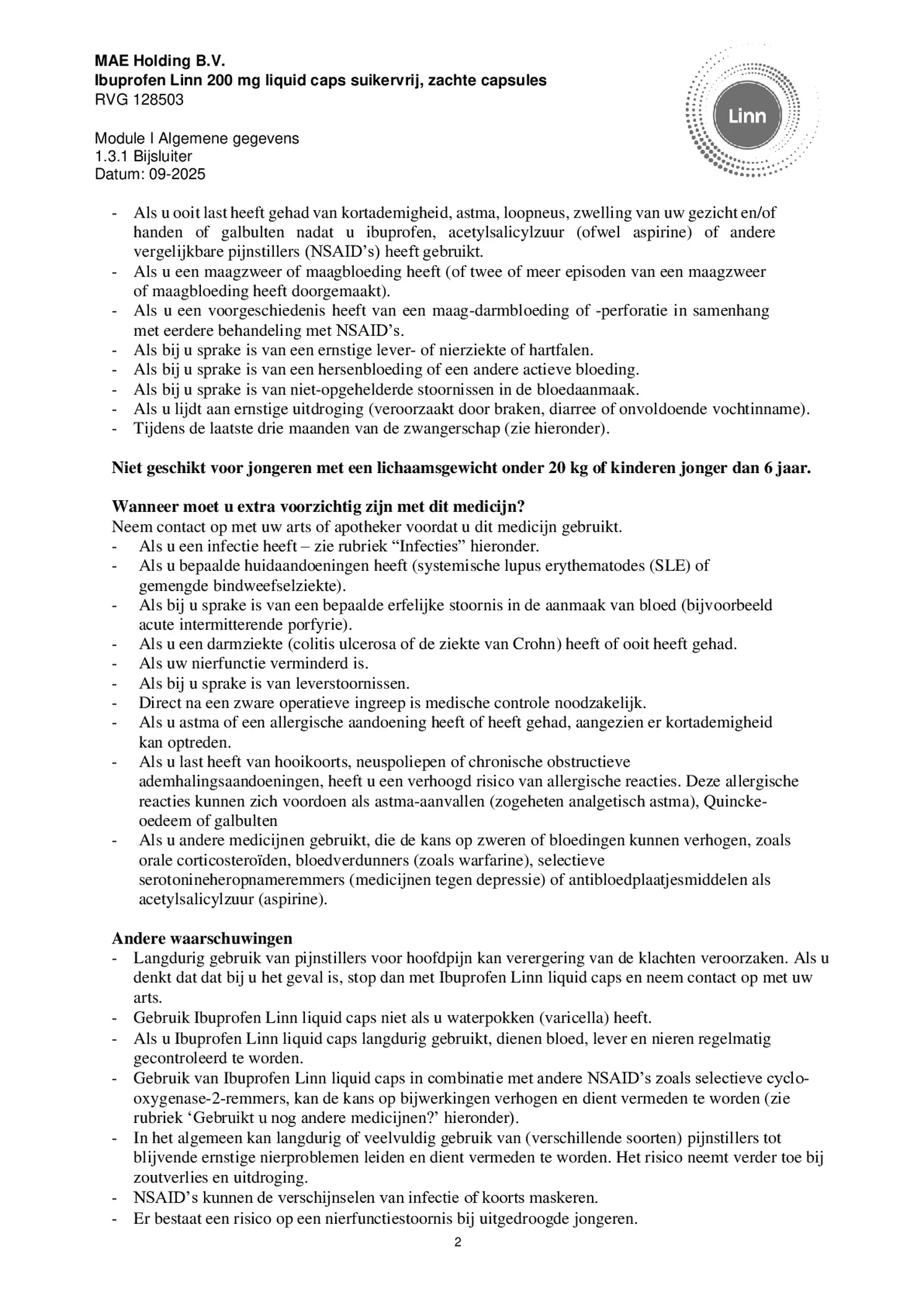 Ibuprofen Liquid Caps 200mg Suikervrij afbeelding van document #2, bijsluiter