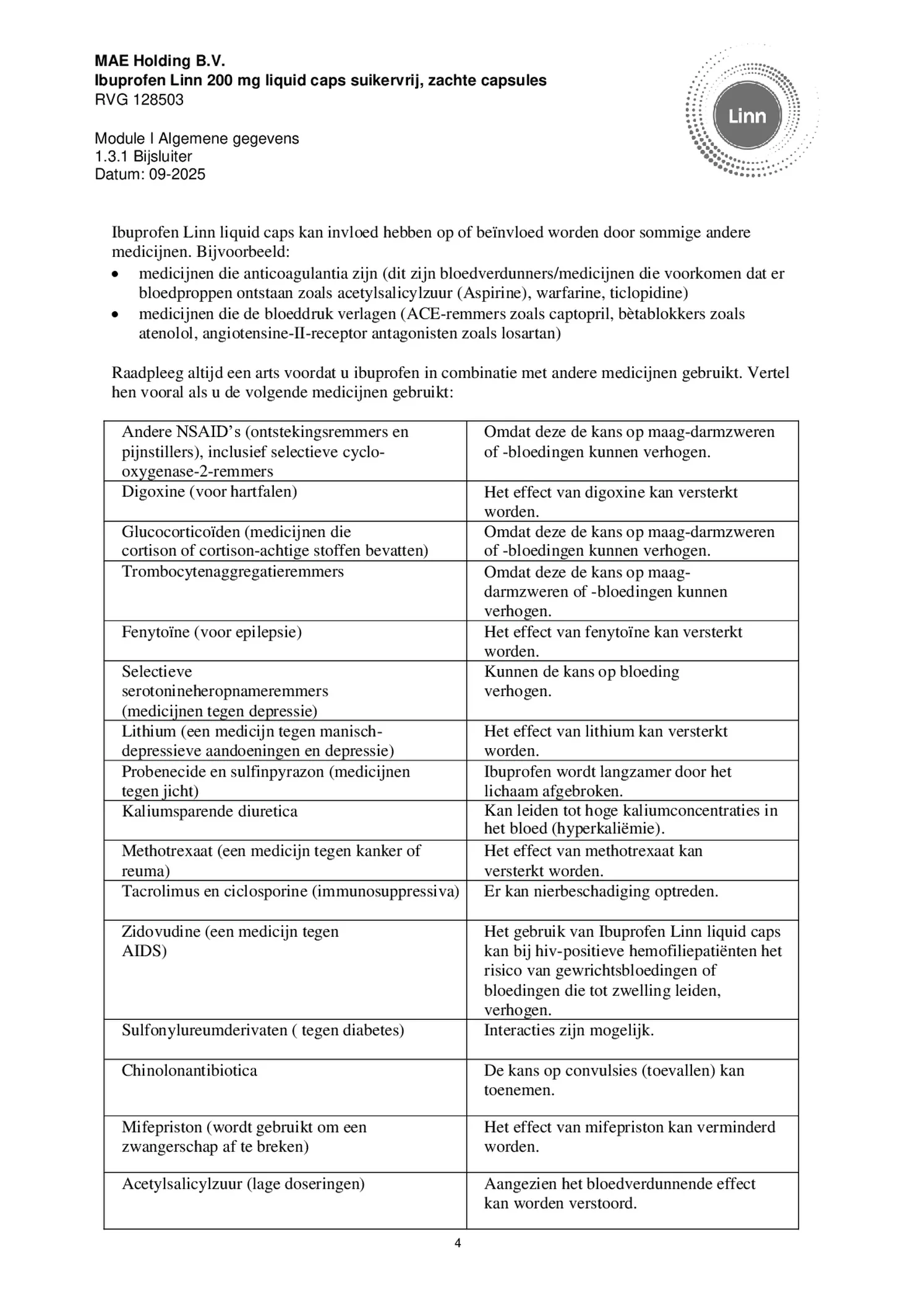 Ibuprofen Liquid Caps 200mg Suikervrij afbeelding van document #4, bijsluiter