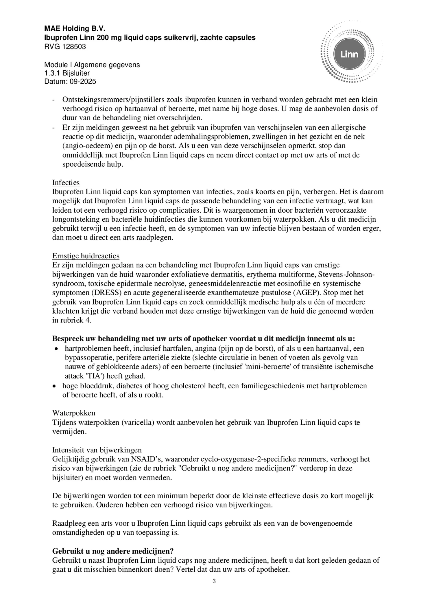 Ibuprofen Liquid Caps 200mg Suikervrij afbeelding van document #3, bijsluiter