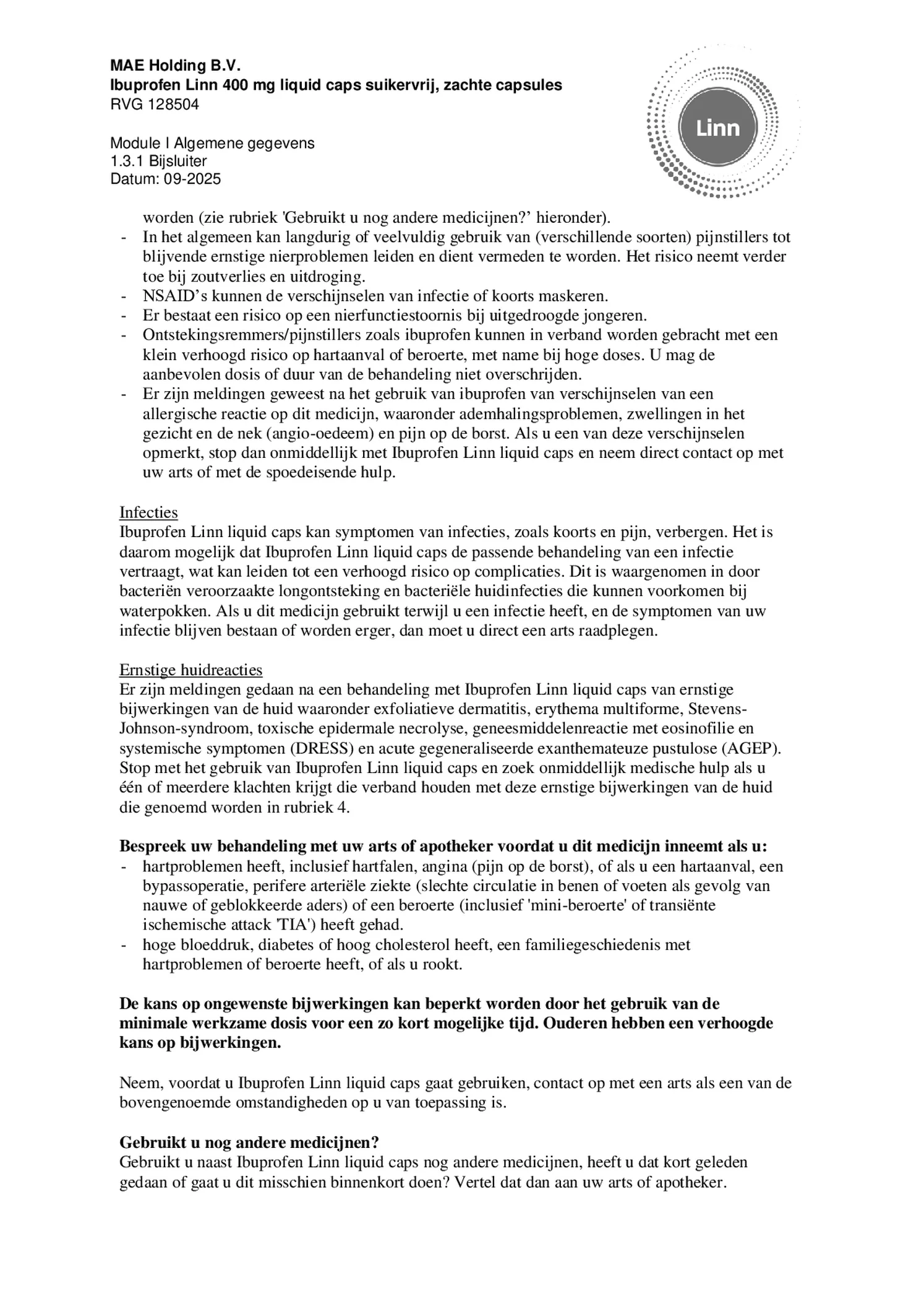 Ibuprofen Liquid Capsules 400mg Suikervrij afbeelding van document #3, bijsluiter