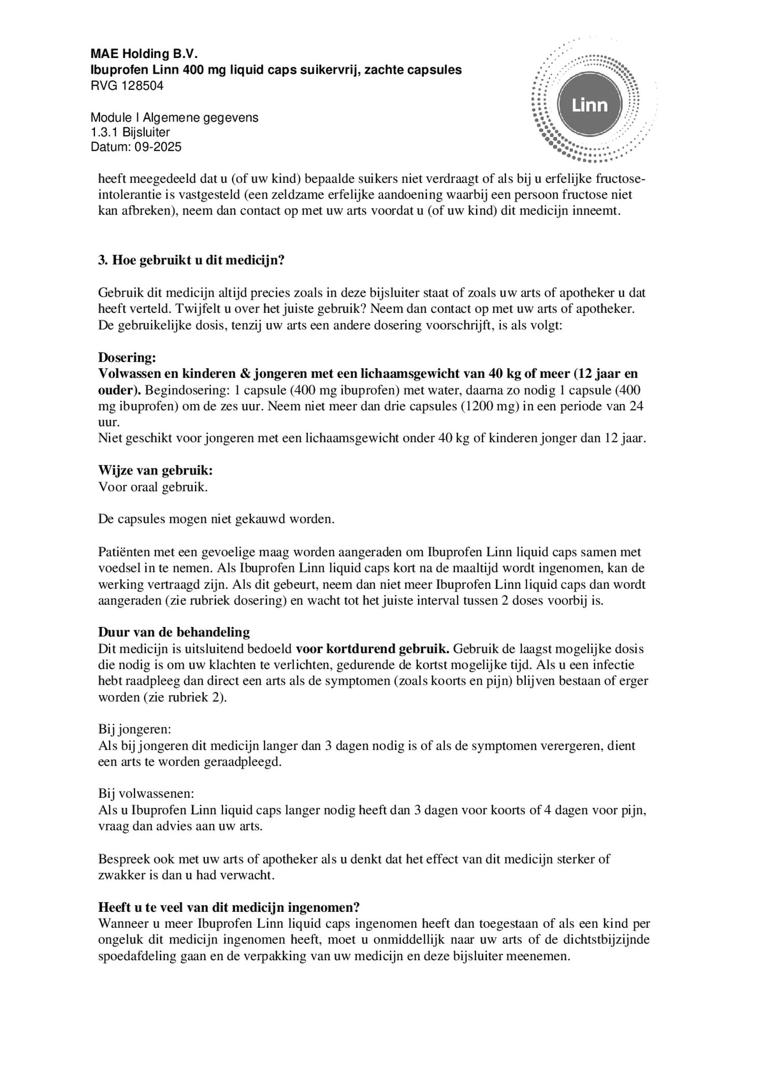 Ibuprofen Liquid Capsules 400mg Suikervrij afbeelding van document #6, bijsluiter