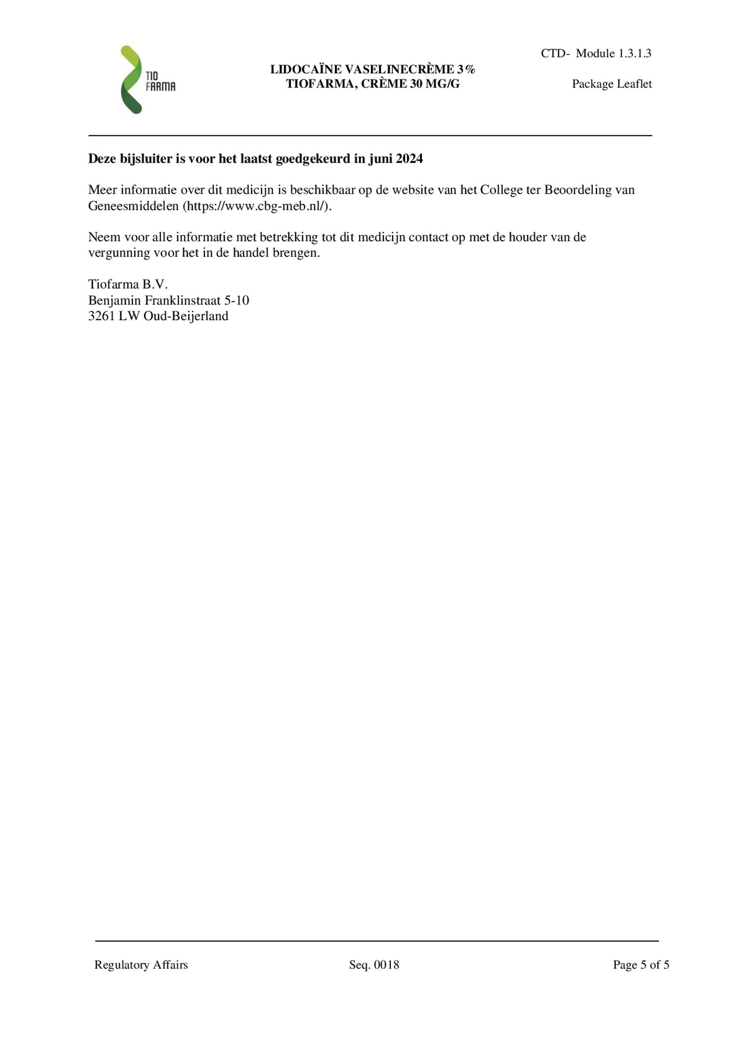 Lidocaïne Vaselinecrème 3% FNA afbeelding van document #5, bijsluiter