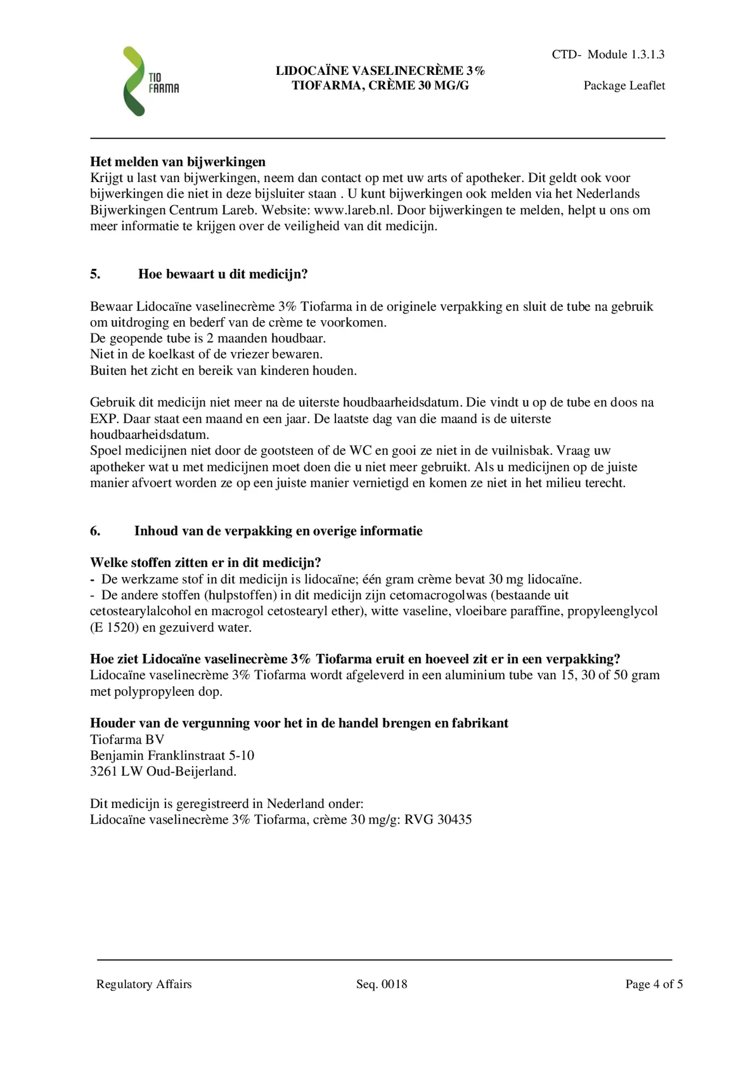 Lidocaïne Vaselinecrème 3% FNA afbeelding van document #4, bijsluiter