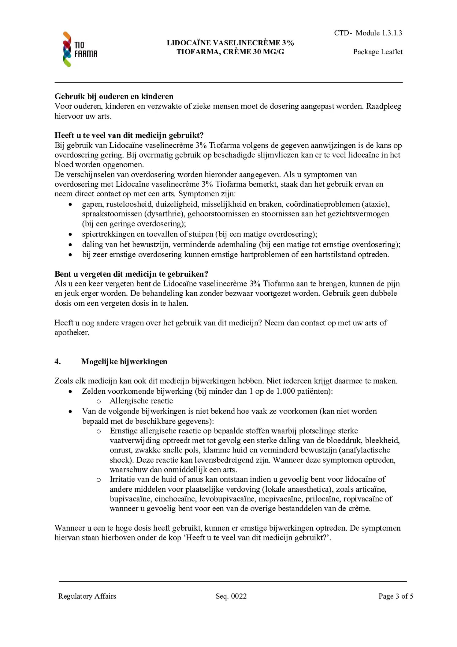 Lidocaïne Vaselinecrème 3% FNA afbeelding van document #3, bijsluiter