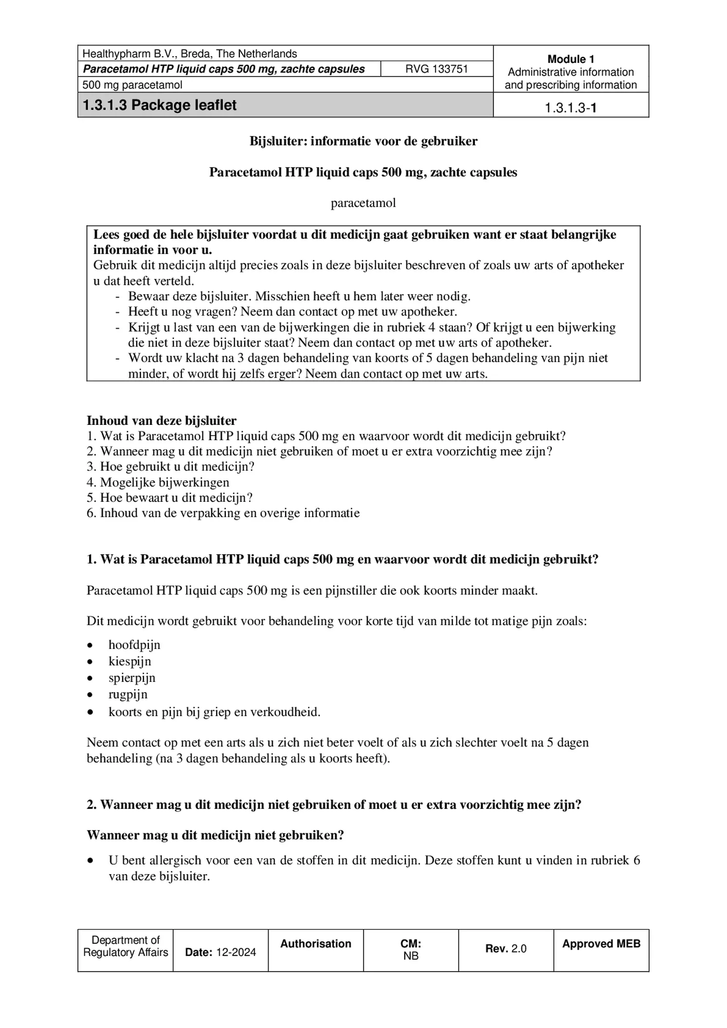 Paracetamol 500mg Liquid Capsules afbeelding van document #1, bijsluiter