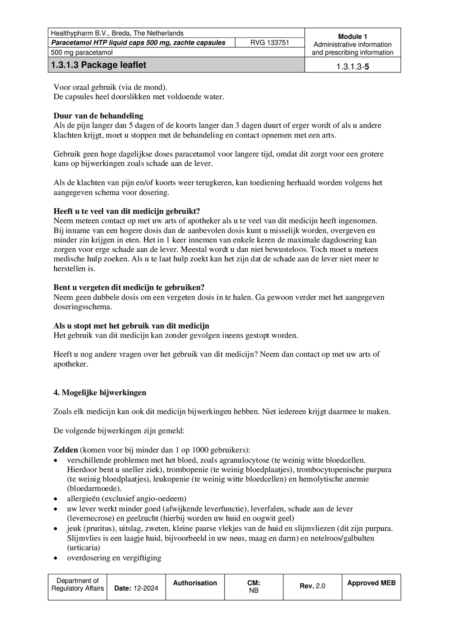 Paracetamol 500mg Liquid Capsules afbeelding van document #5, bijsluiter