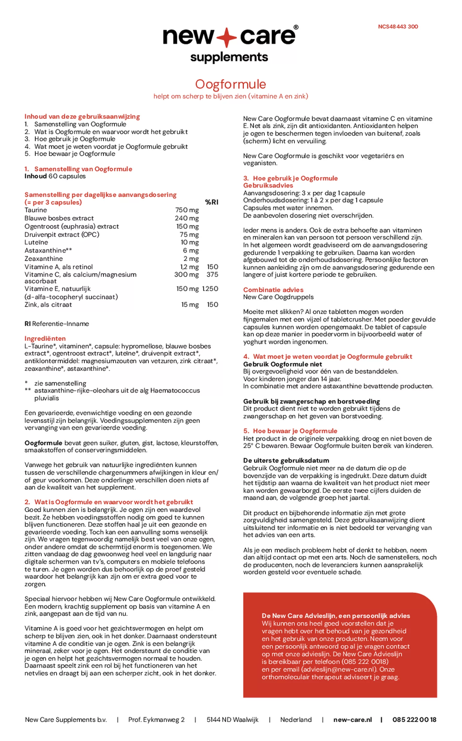 Oogformule Capsules afbeelding van document #1, gebruiksaanwijzing