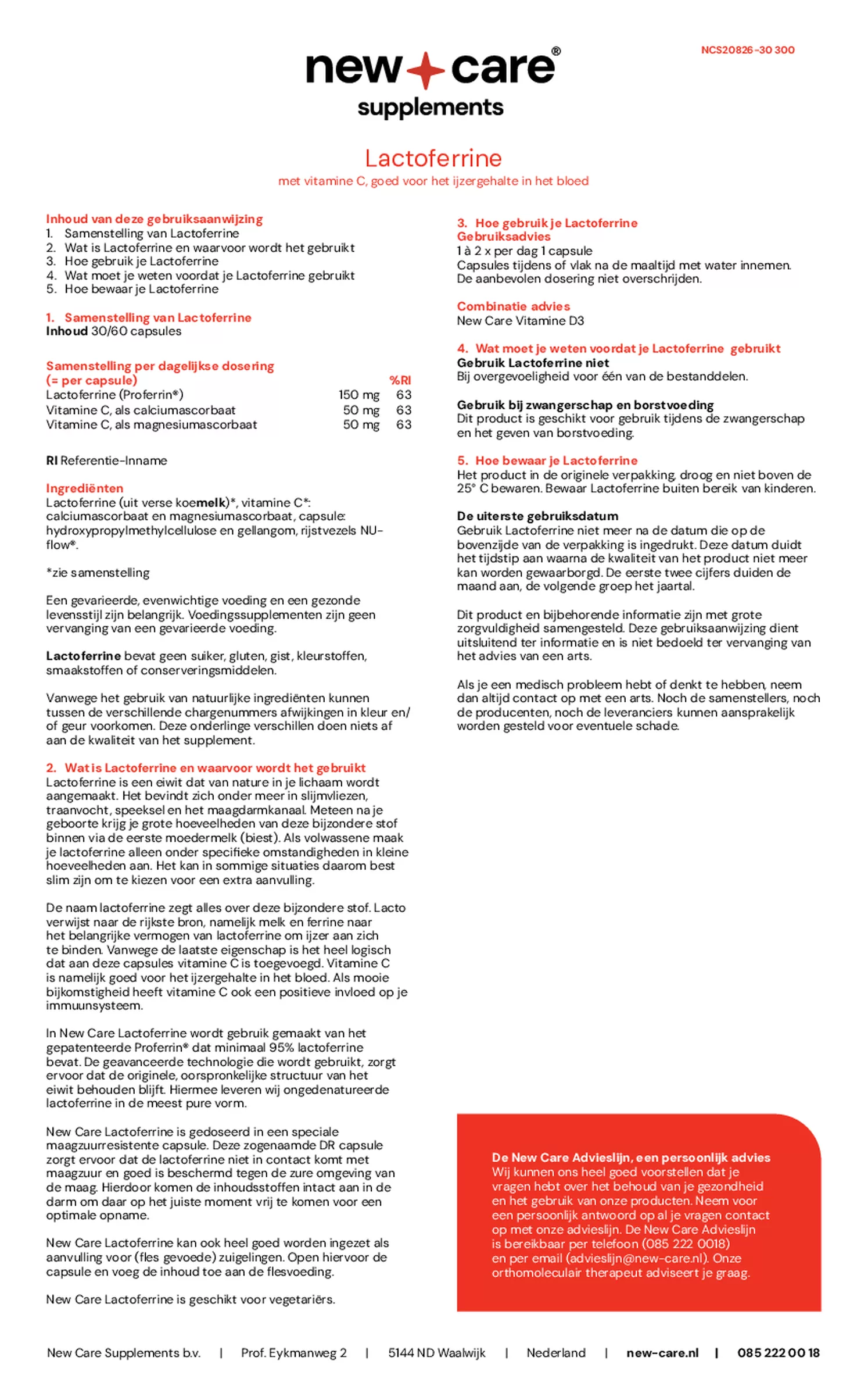 Lactoferrine Capsules afbeelding van document #1, gebruiksaanwijzing