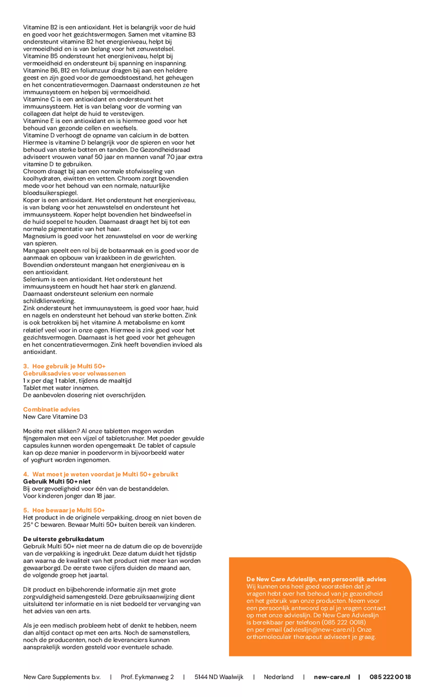 Multi 50+ Tabletten afbeelding van document #2, gebruiksaanwijzing