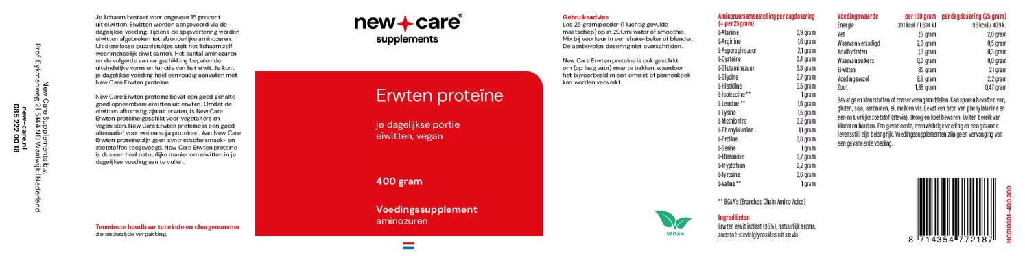 Erwten Proteïne Poeder afbeelding van document #1, gebruiksaanwijzing