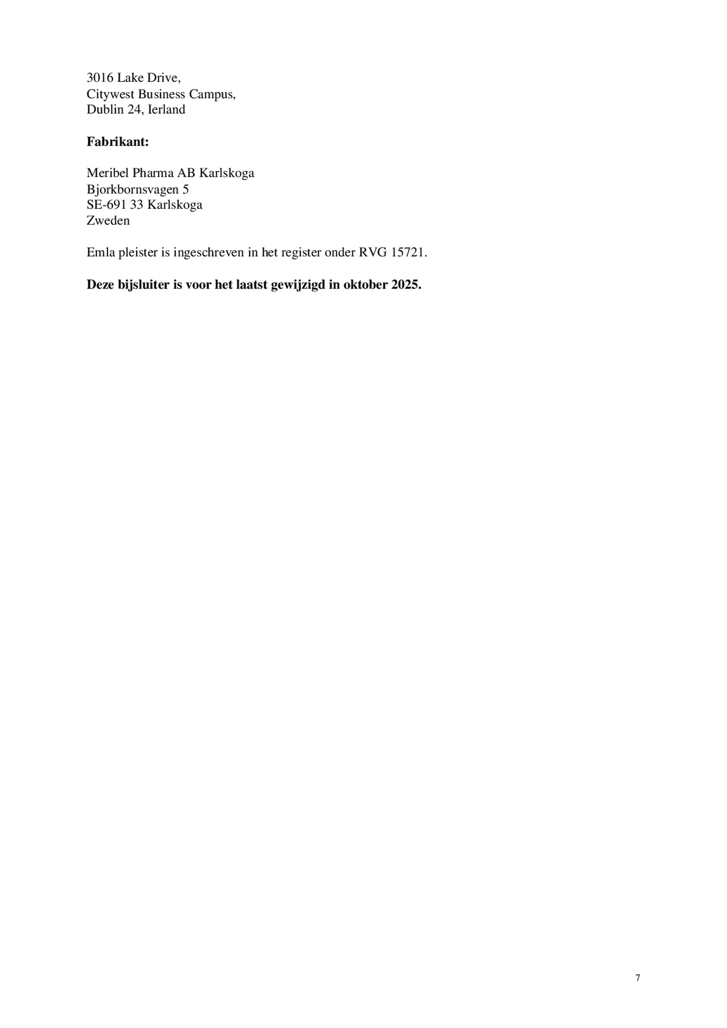 Verdovingspleister afbeelding van document #7, bijsluiter