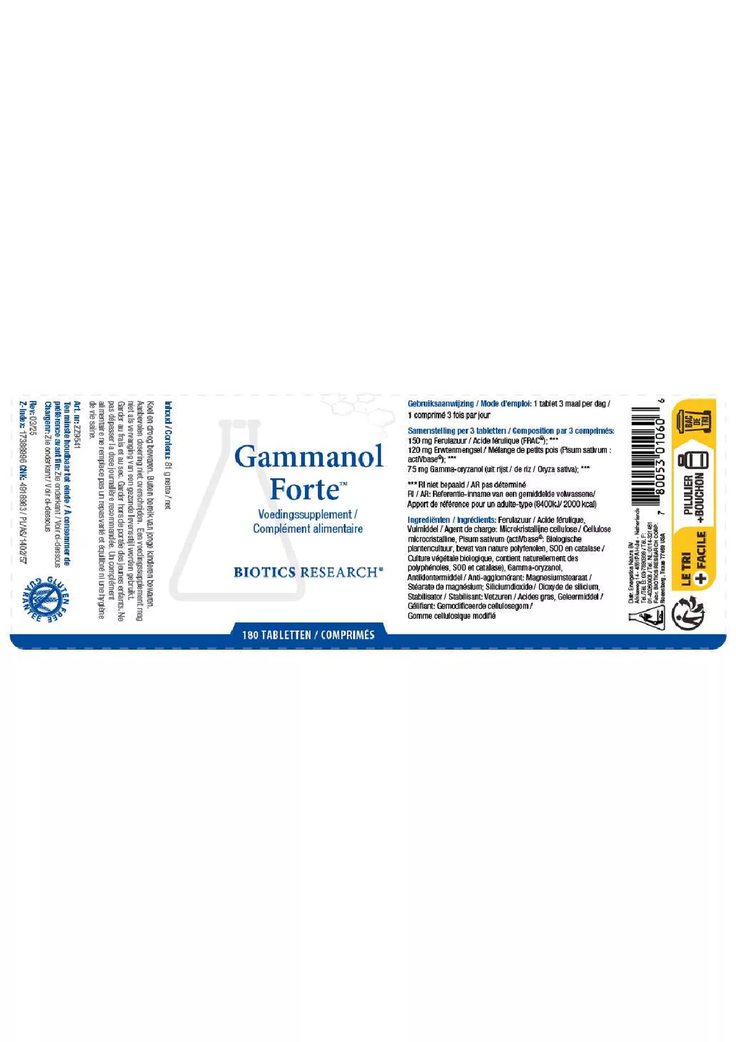 Gammanol Forte Tabletten afbeelding van document #1, etiket