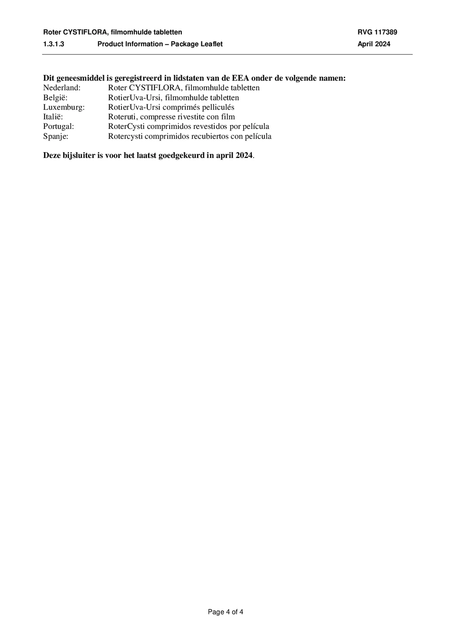 Cystiflora Tabletten afbeelding van document #4, bijsluiter