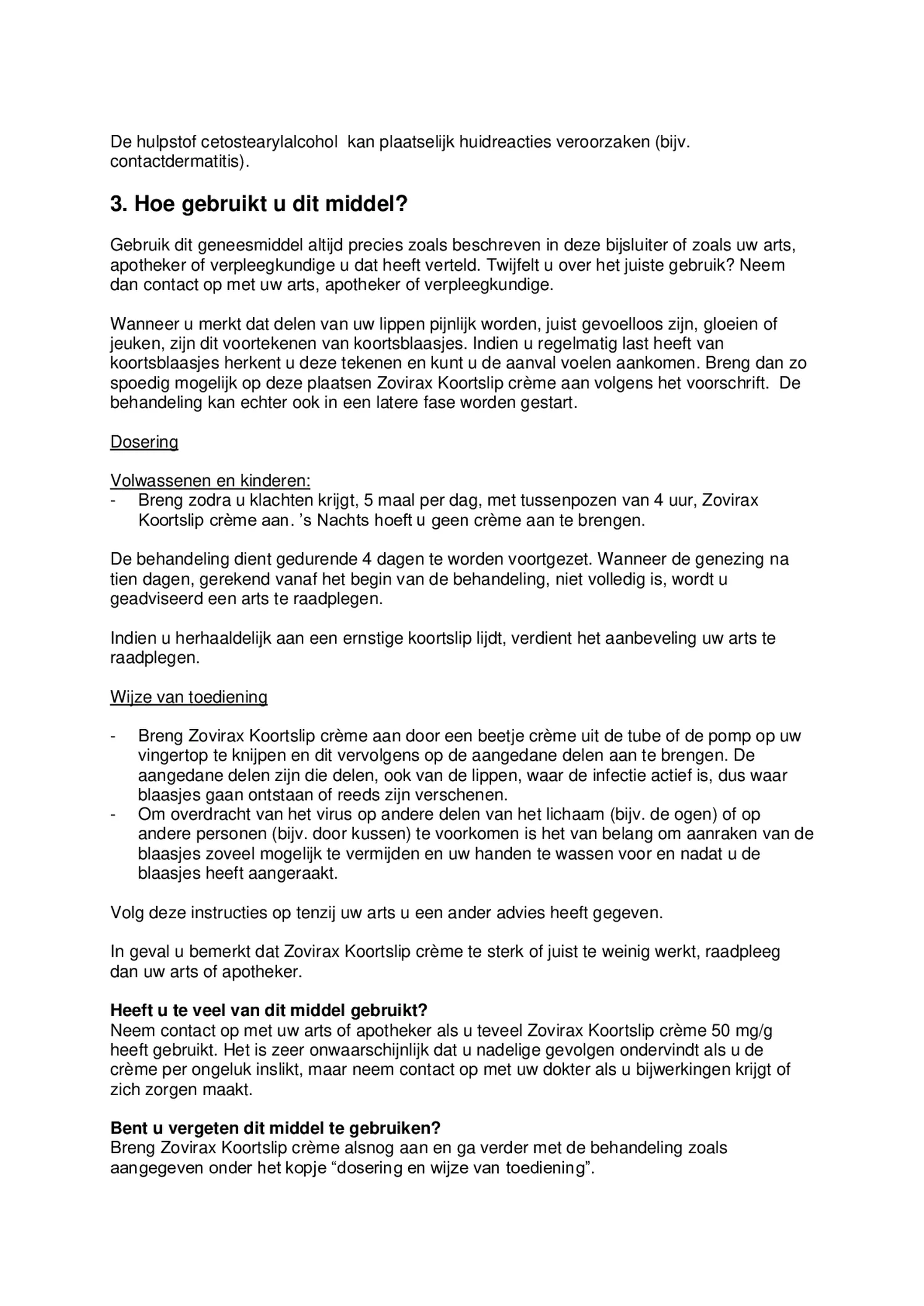 Koortslipcrème afbeelding van document #3, bijsluiter