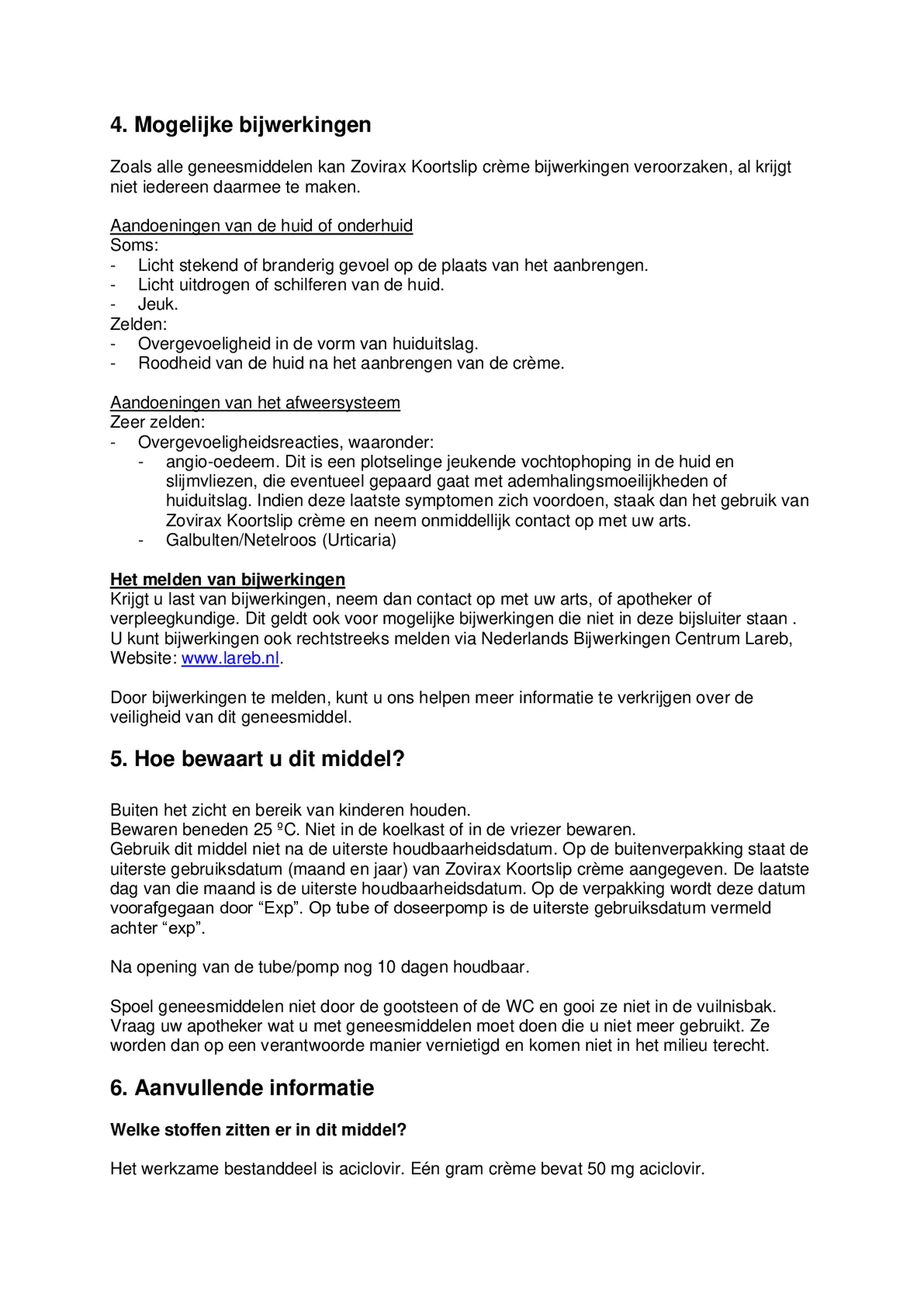 Koortslipcrème afbeelding van document #5, bijsluiter
