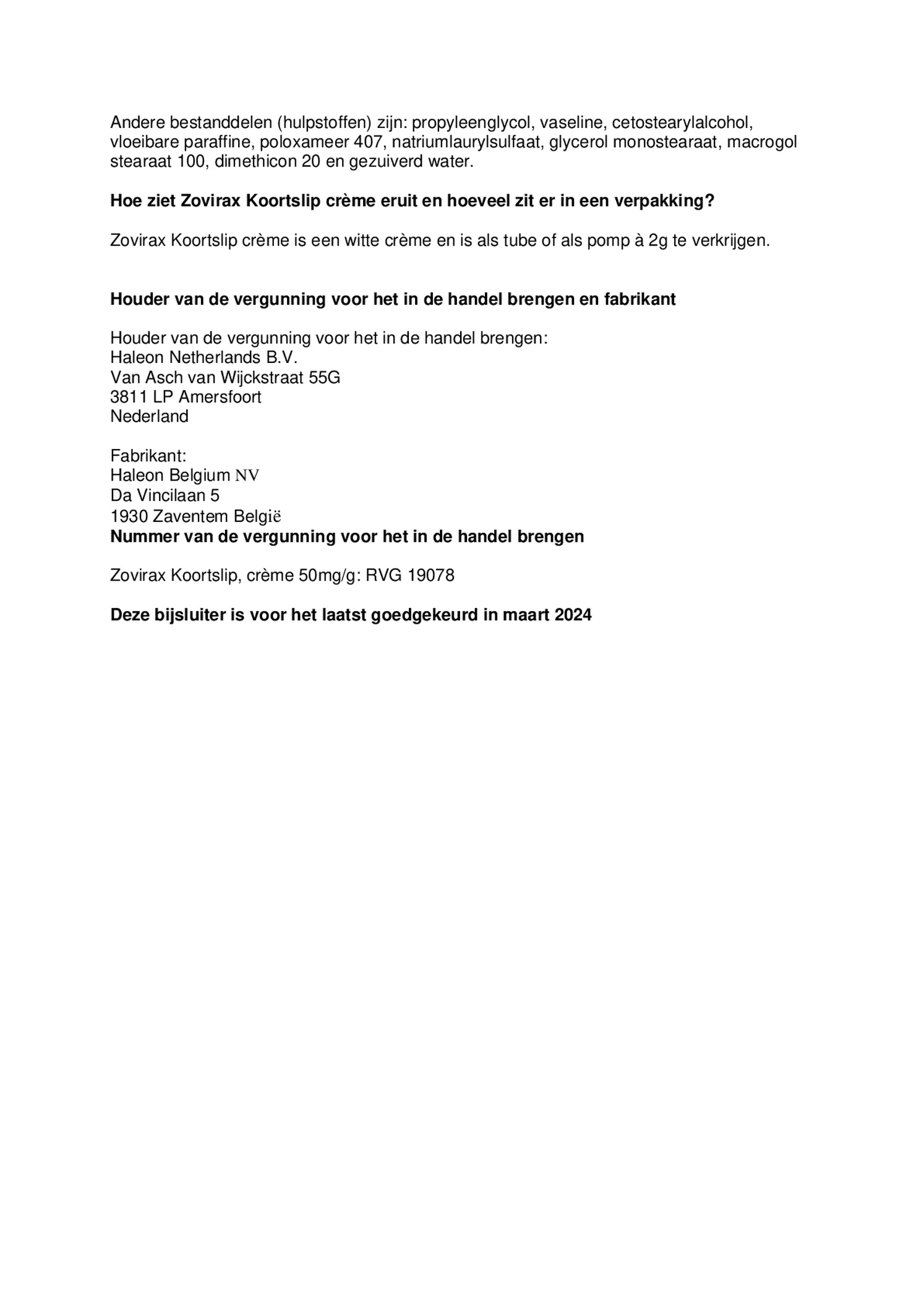 Koortslipcrème afbeelding van document #6, bijsluiter