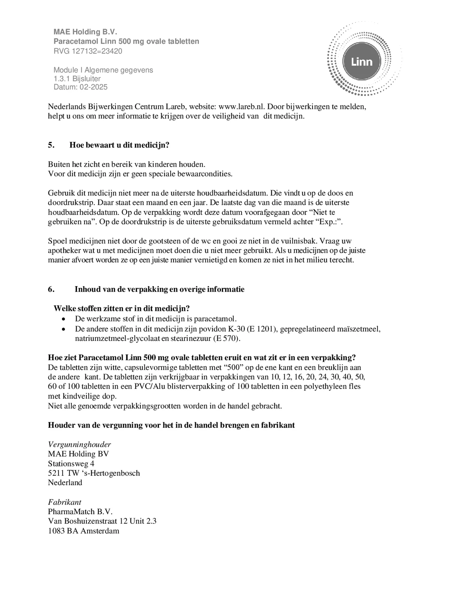 Paracetamol Ovaal afbeelding van document #7, bijsluiter