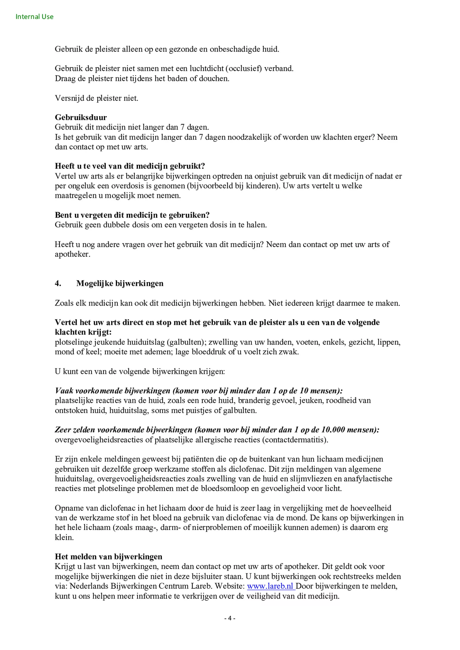 Diclofenac Patch 140mg afbeelding van document #4, bijsluiter