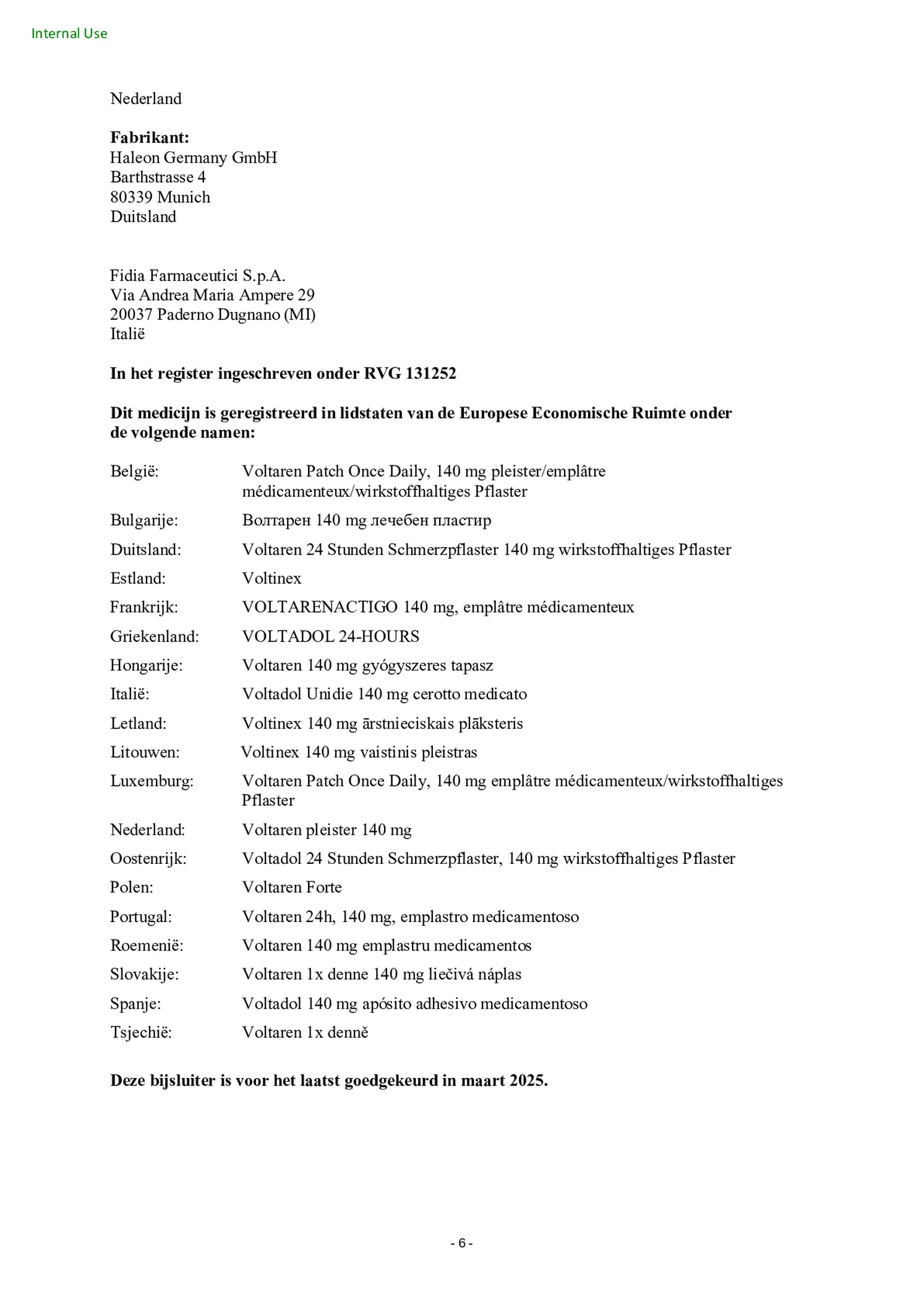 Diclofenac Patch 140mg afbeelding van document #6, bijsluiter