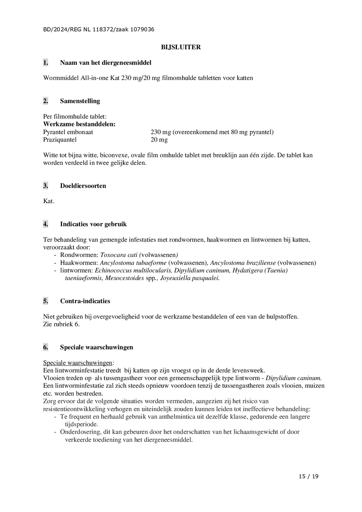 Wormmiddel all-in-one Kat afbeelding van document #15, bijsluiter