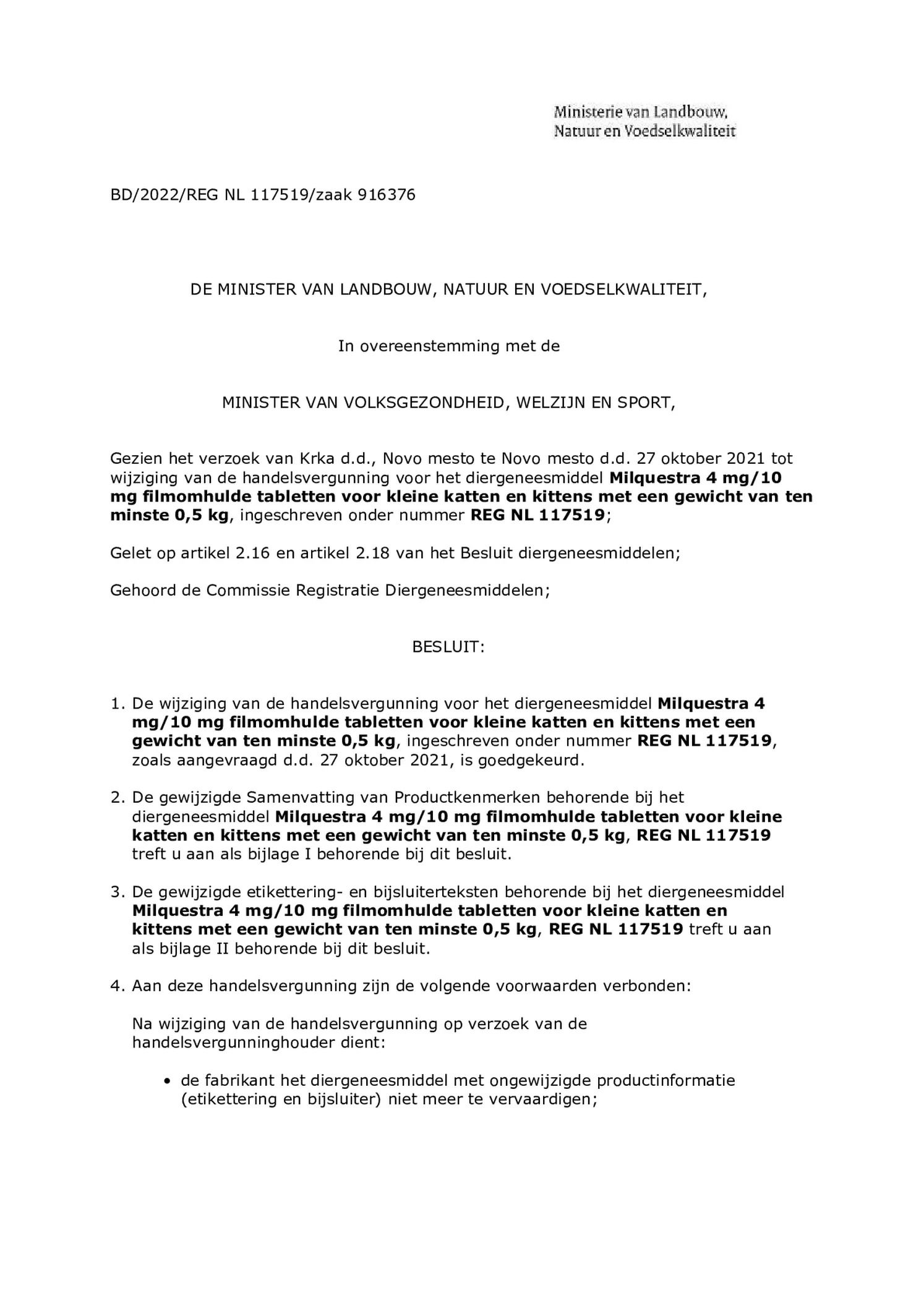 Milquestra Ontwormingsmiddel Katten en Kittens 0.5 - 4KG afbeelding van document #1, bijsluiter