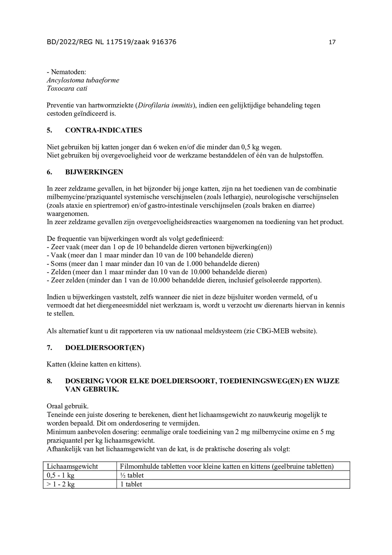 Milquestra Ontwormingsmiddel Katten en Kittens 0.5 - 4KG afbeelding van document #17, bijsluiter
