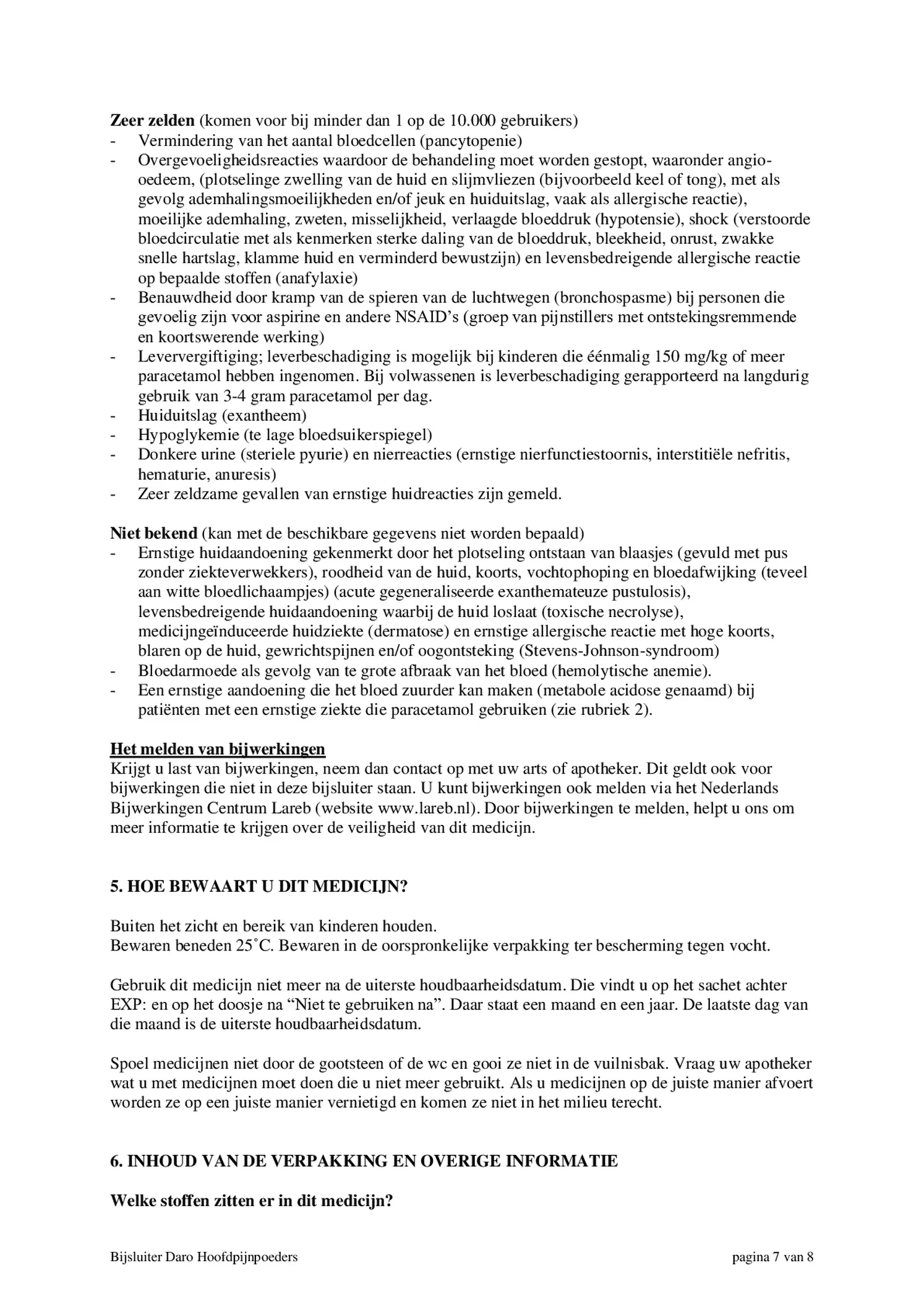 Hoofdpijnpoeders afbeelding van document #7, bijsluiter